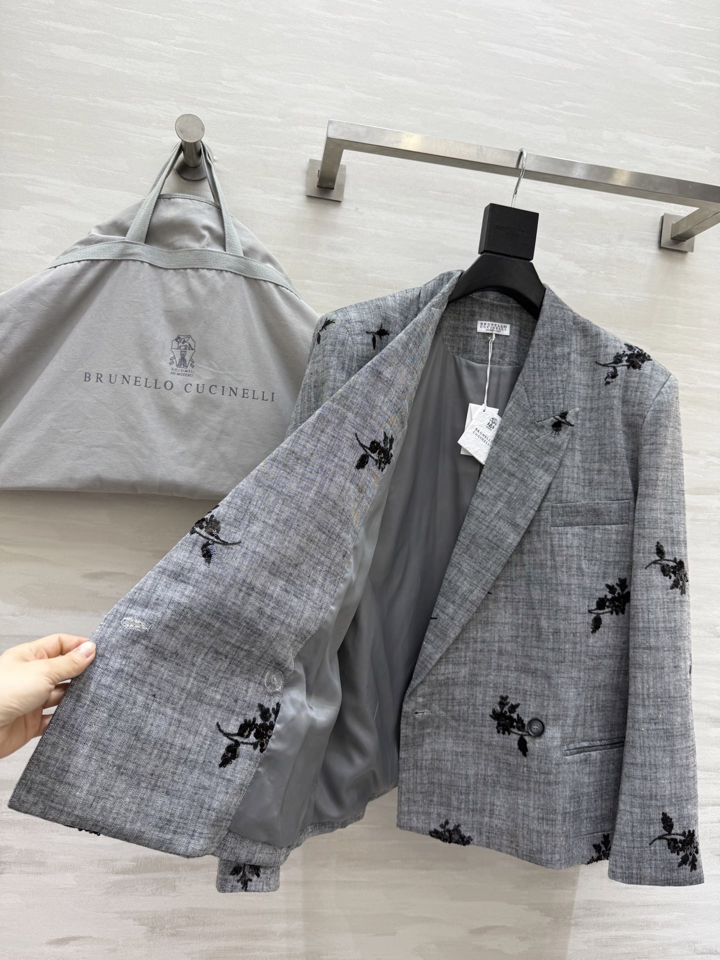 #BC新款 重工钉珠棉麻西装外套 高品质定制 现货首发size：S/M/L（s码肩宽：48，胸围：112