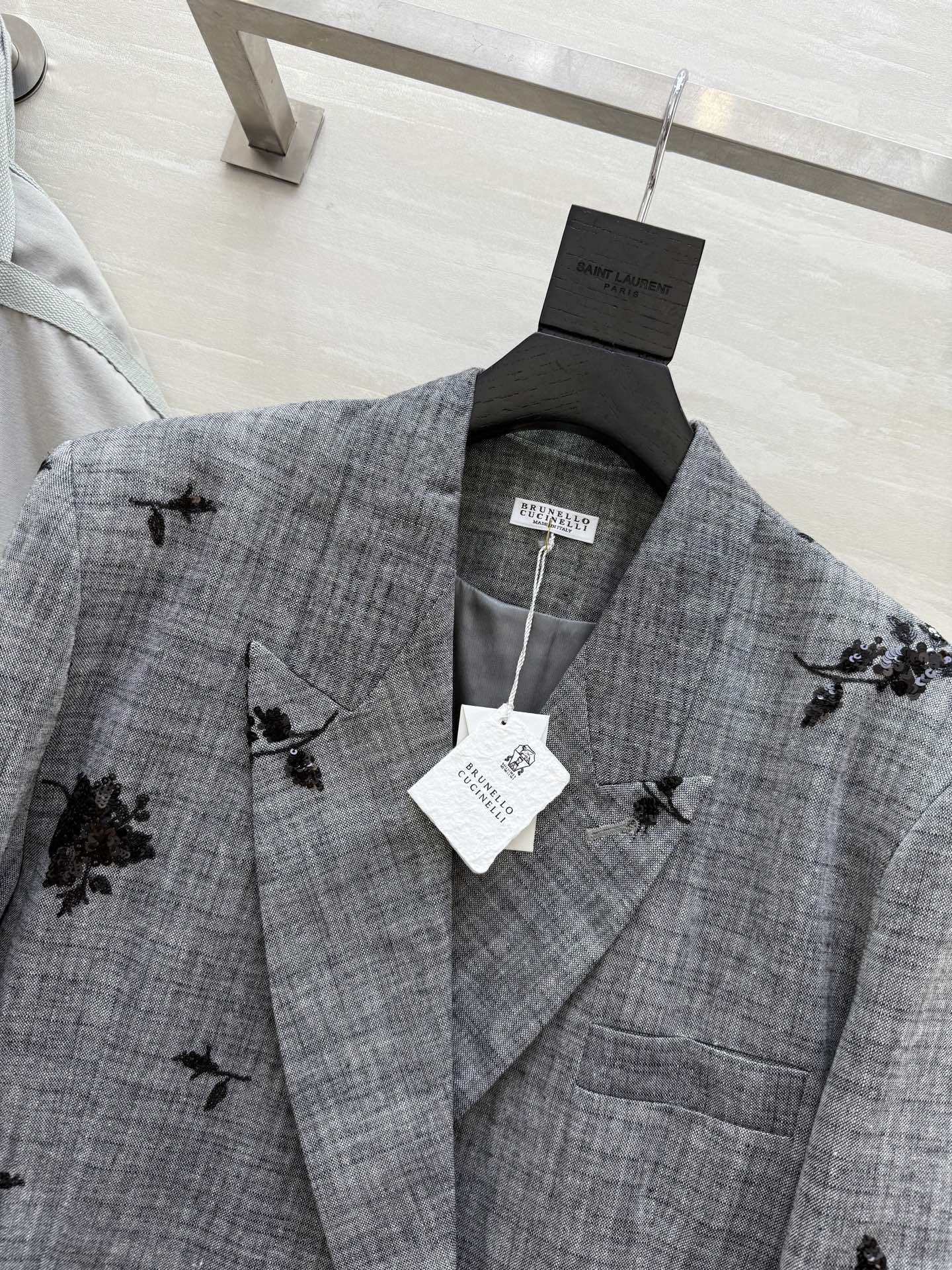 #BC新款 重工钉珠棉麻西装外套 高品质定制 现货首发size：S/M/L（s码肩宽：48，胸围：112