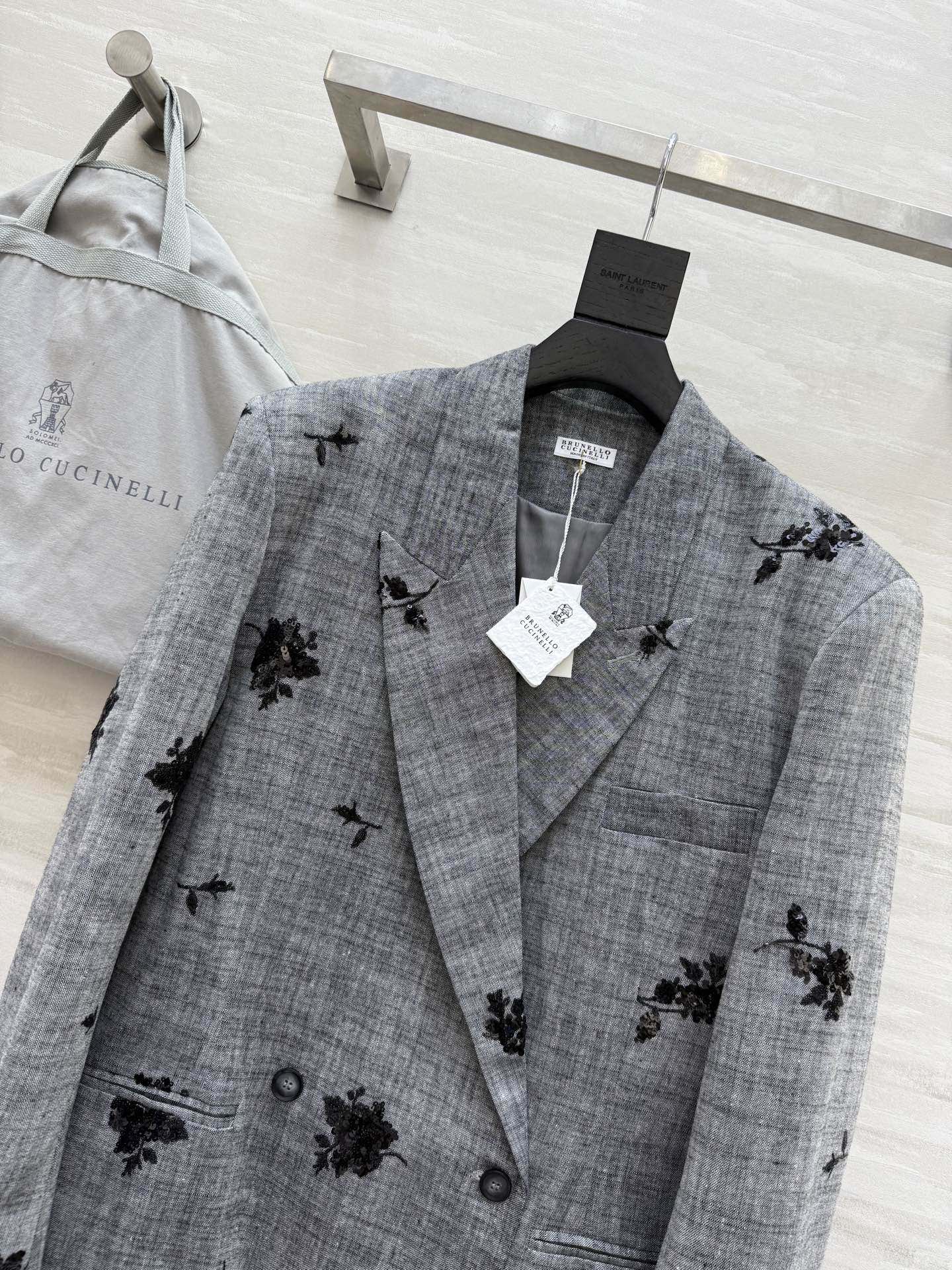 #BC新款 重工钉珠棉麻西装外套 高品质定制 现货首发size：S/M/L（s码肩宽：48，胸围：112