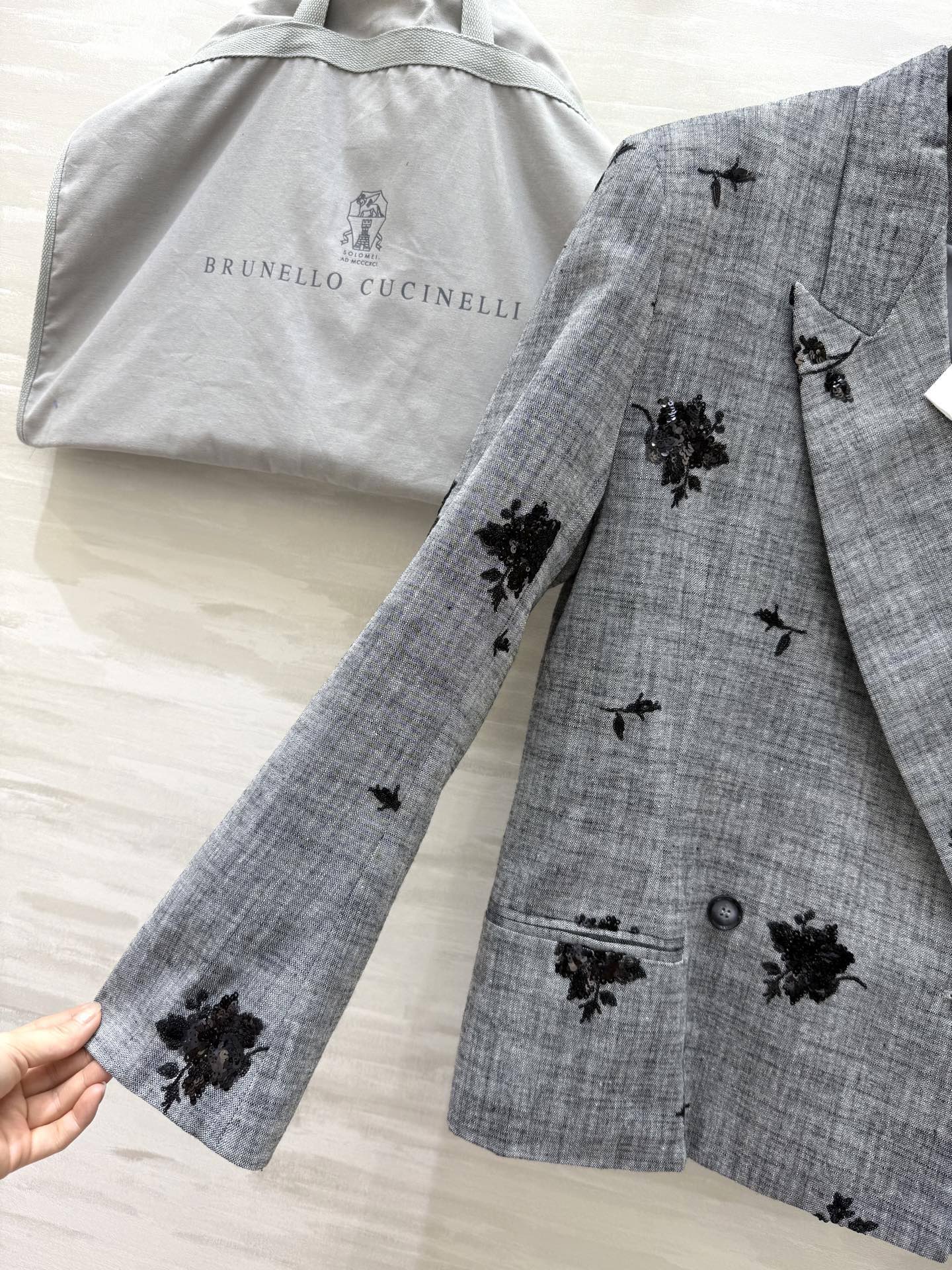 #BC新款 重工钉珠棉麻西装外套 高品质定制 现货首发size：S/M/L（s码肩宽：48，胸围：112