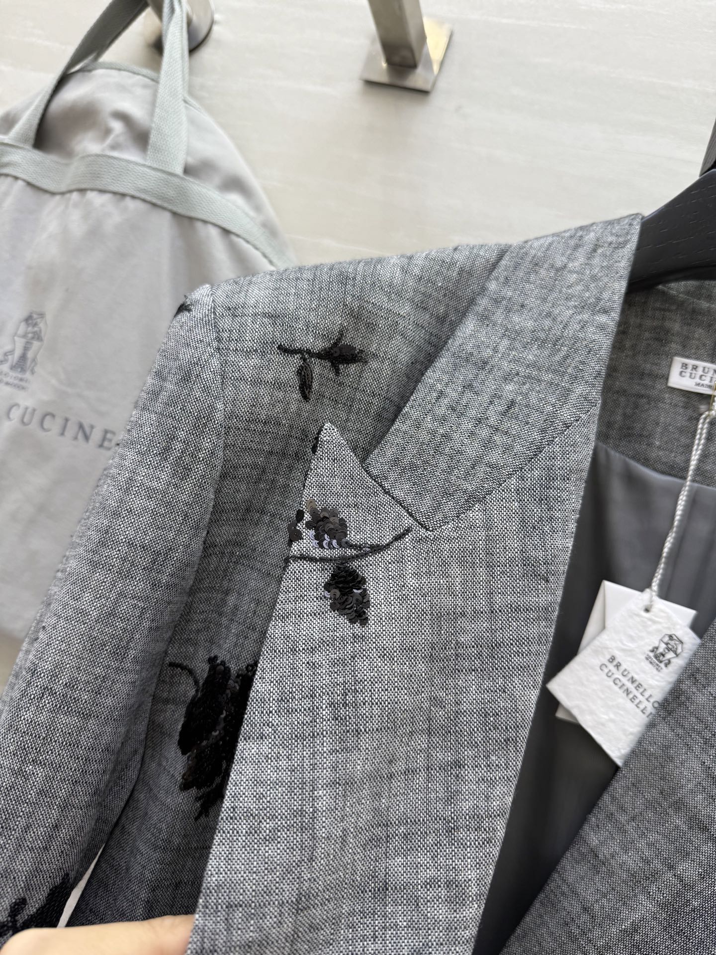 #BC新款 重工钉珠棉麻西装外套 高品质定制 现货首发size：S/M/L（s码肩宽：48，胸围：112