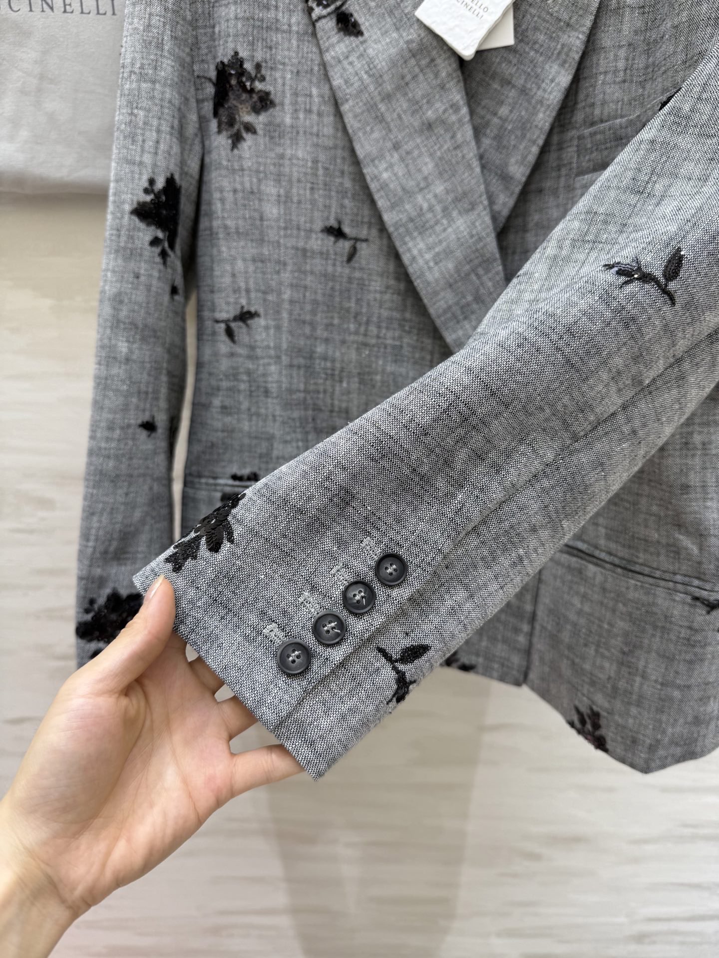 #BC新款 重工钉珠棉麻西装外套 高品质定制 现货首发size：S/M/L（s码肩宽：48，胸围：112