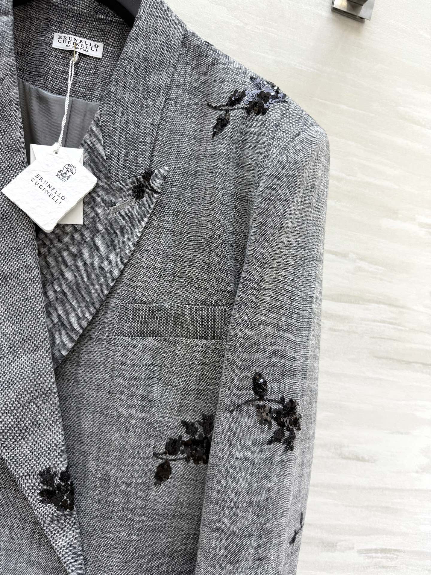 #BC新款 重工钉珠棉麻西装外套 高品质定制 现货首发size：S/M/L（s码肩宽：48，胸围：112