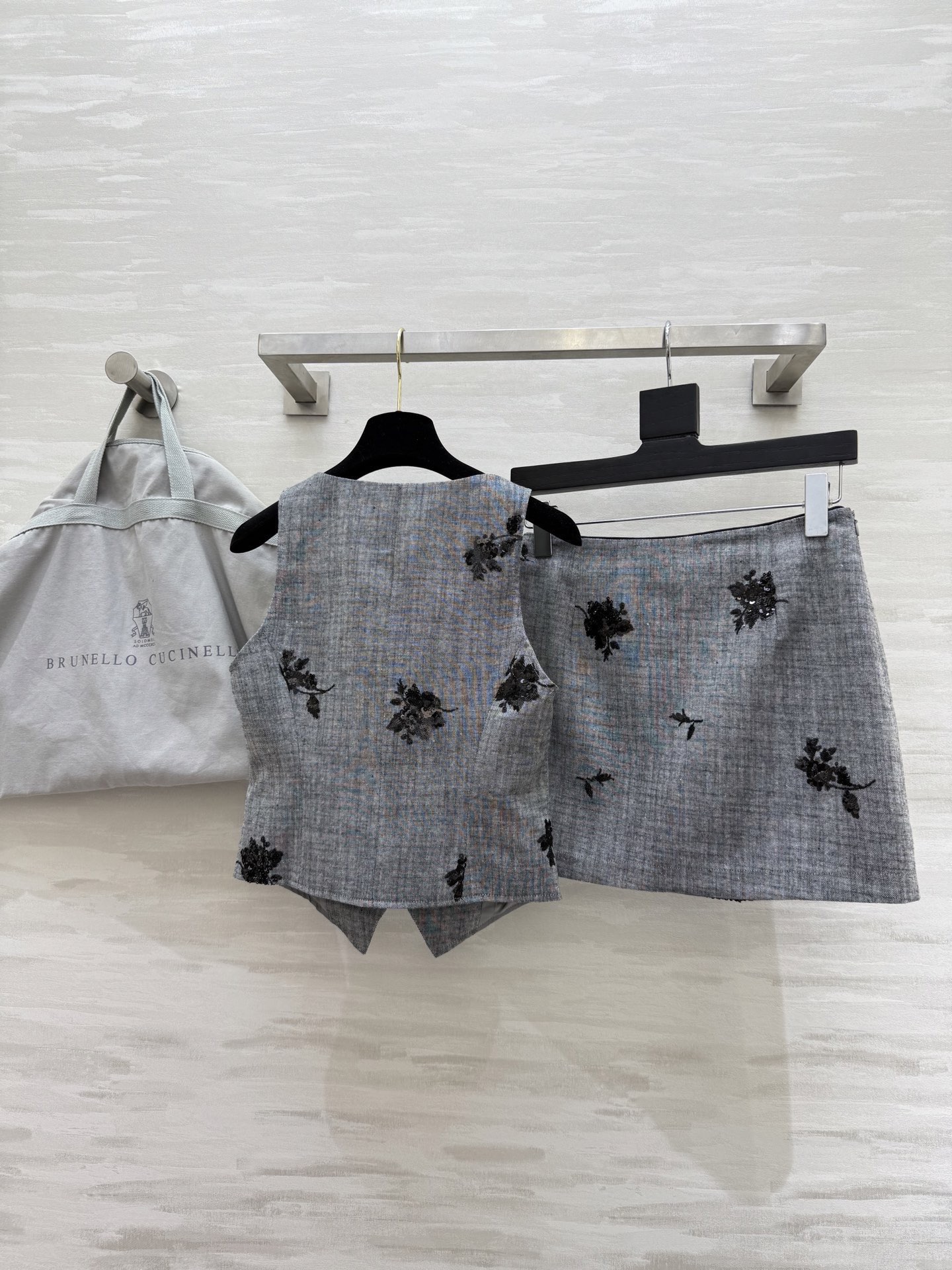 #BC新款 重工钉珠棉麻半裙 高品质定制 现货首发size：S/M/L（s码半裙腰围：70，裙长：36）