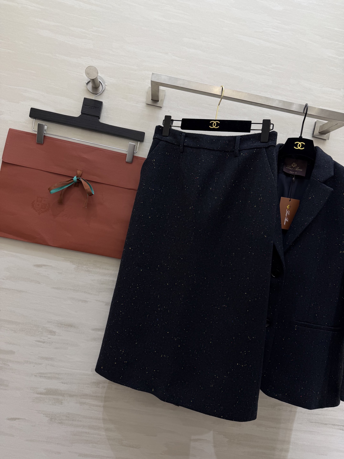 #LoroPian♡²⁶ 彩点羊毛混纺西装套装 复古色调 丰盈质调 彩点面料肌理 经典英式面料中多了一分