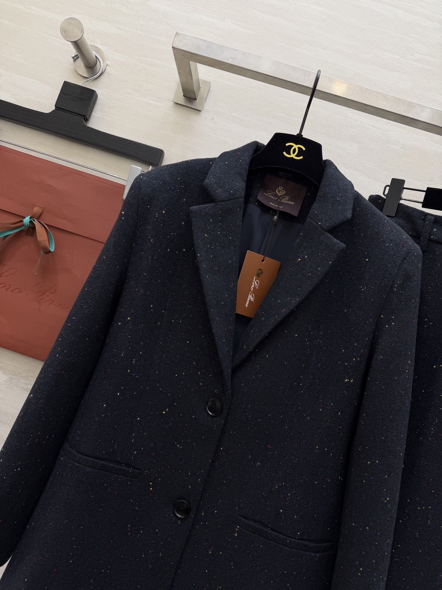 #LoroPian♡²⁶ 彩点羊毛混纺西装套装 复古色调 丰盈质调 彩点面料肌理 经典英式面料中多了一分