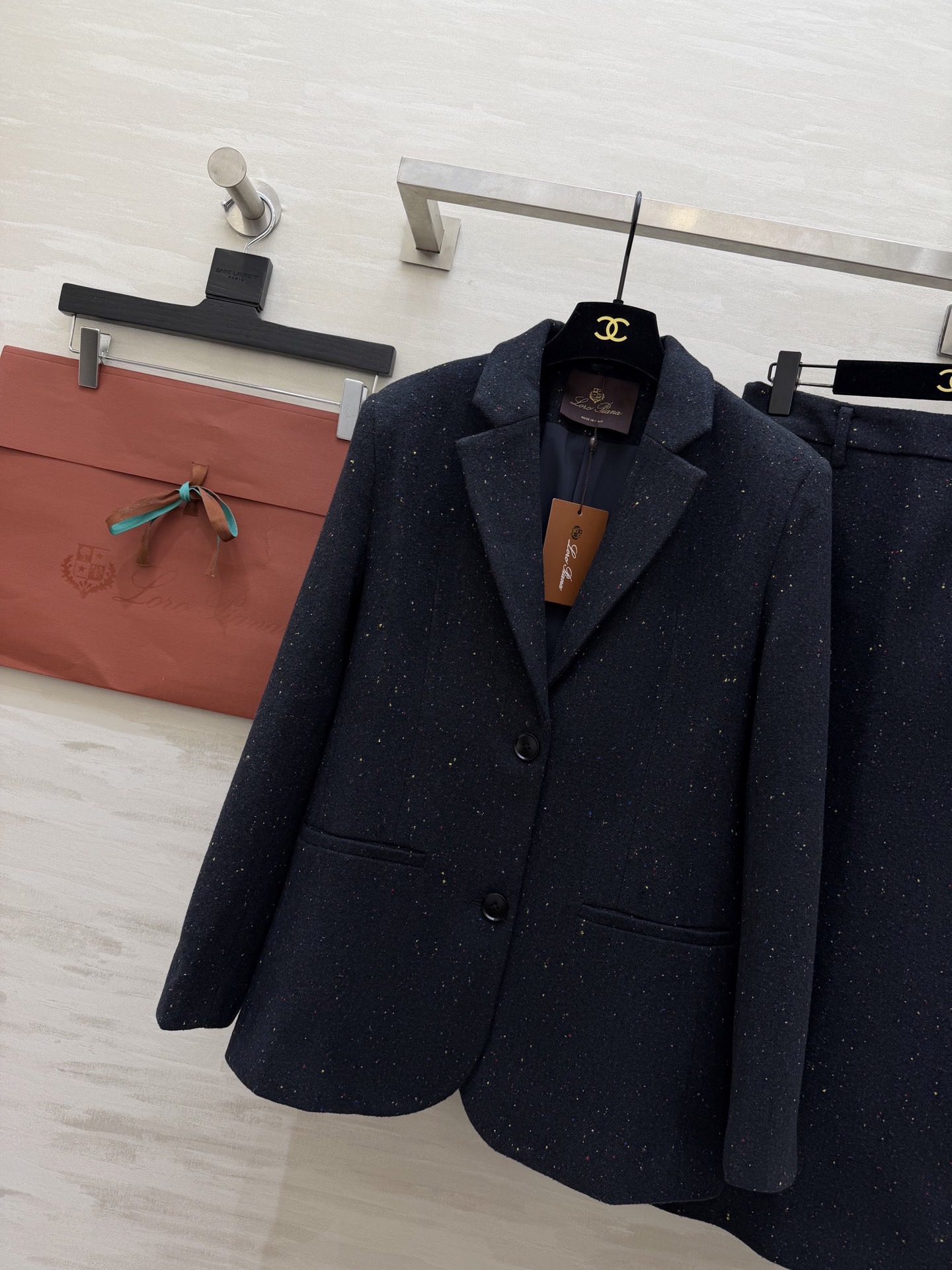 #LoroPian♡²⁶ 彩点羊毛混纺西装套装 复古色调 丰盈质调 彩点面料肌理 经典英式面料中多了一分