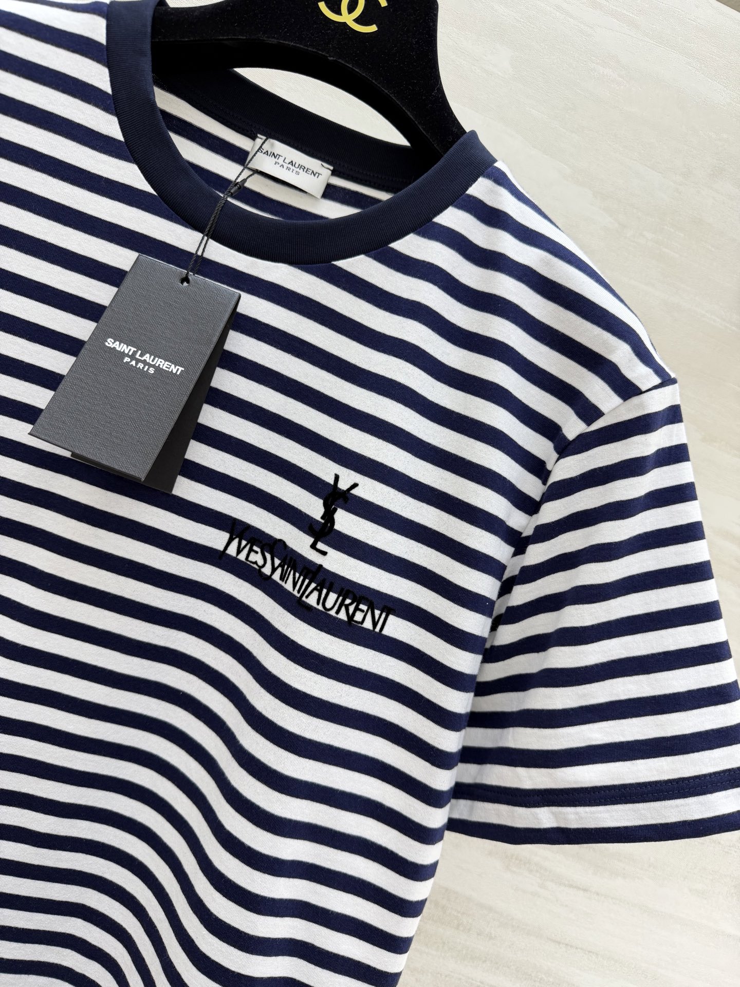 #ysl²⁶春夏新款 经典蓝白条纹短袖T恤 YSL刺绣🪡标 永不过时的松弛感 重磅纯棉上身软糯又有型 日