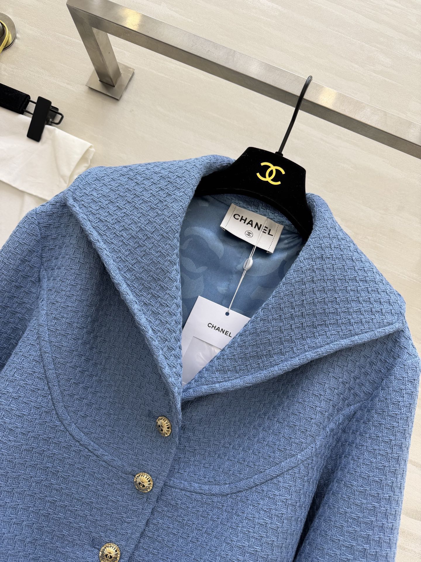 #Chane♡²⁶C度假⛱️系列 蓝色短款编织花呢外套 复古优雅 高品质定制 现货首发size：S/M/