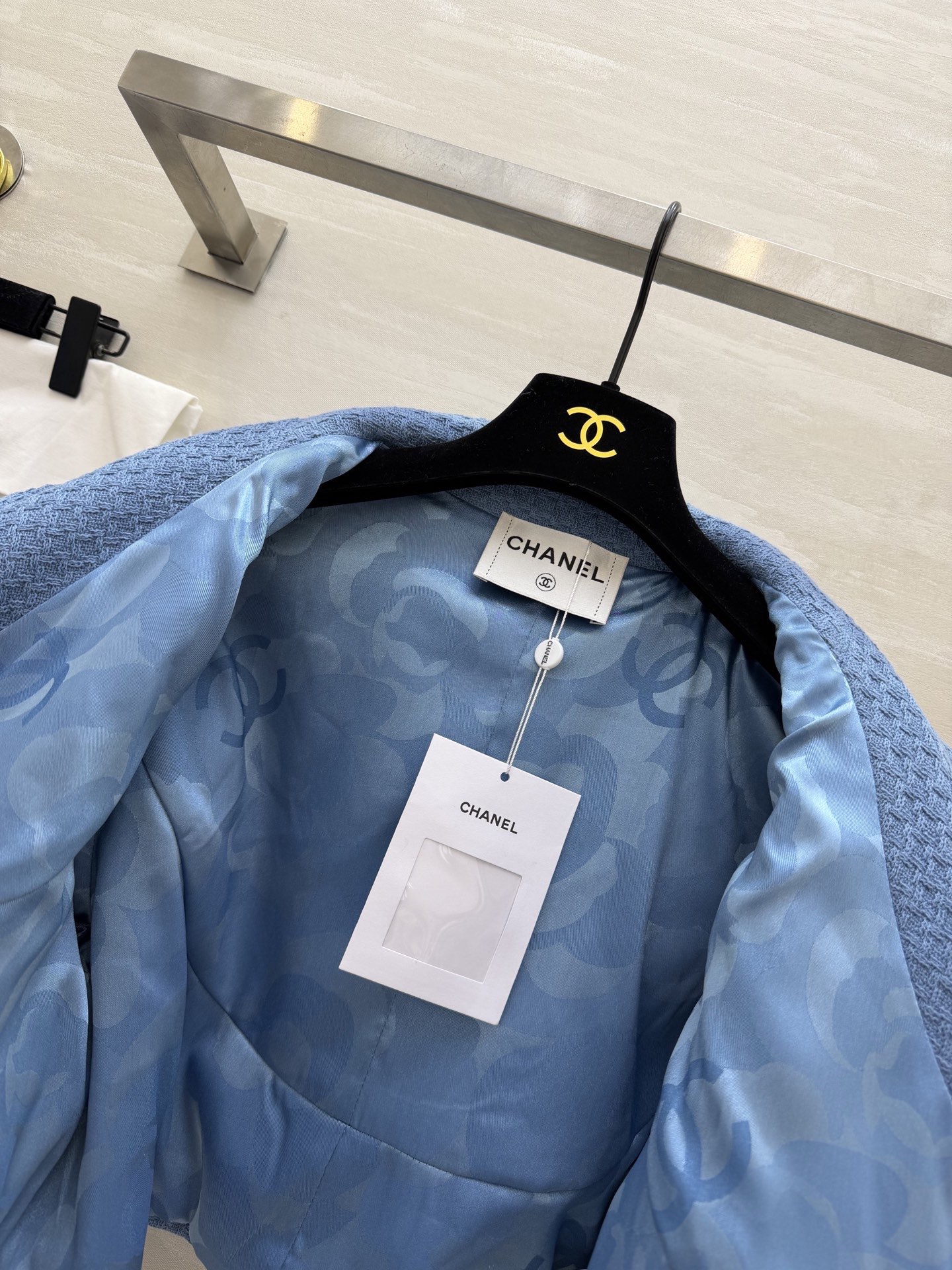 #Chane♡²⁶C度假⛱️系列 蓝色短款编织花呢外套 复古优雅 高品质定制 现货首发size：S/M/