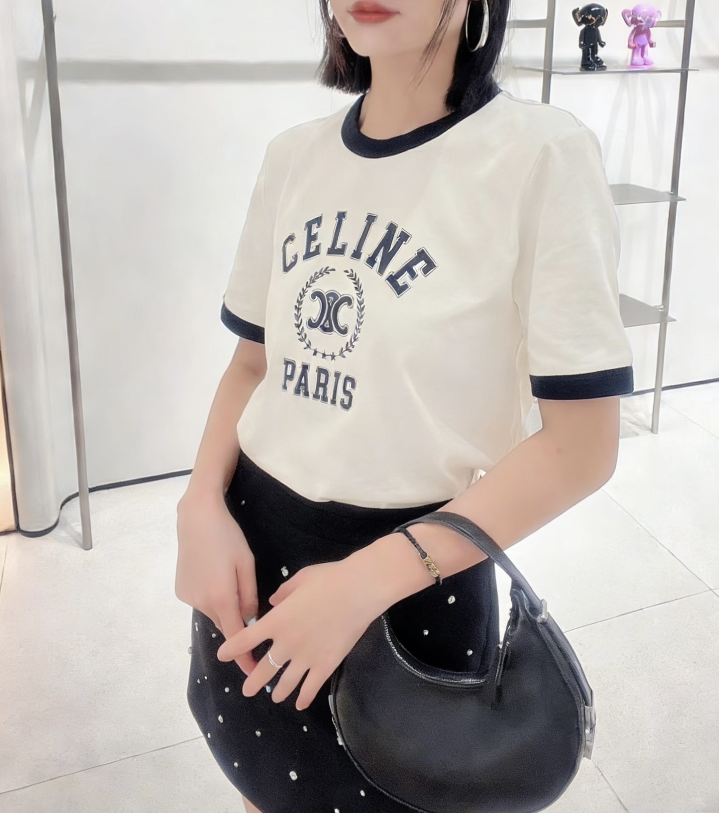 #Celin²⁶春夏新款 复古撞色T恤｜永不过时的法式经典 撞色包边勾勒利落线条 凯旋门印花低调又高级 