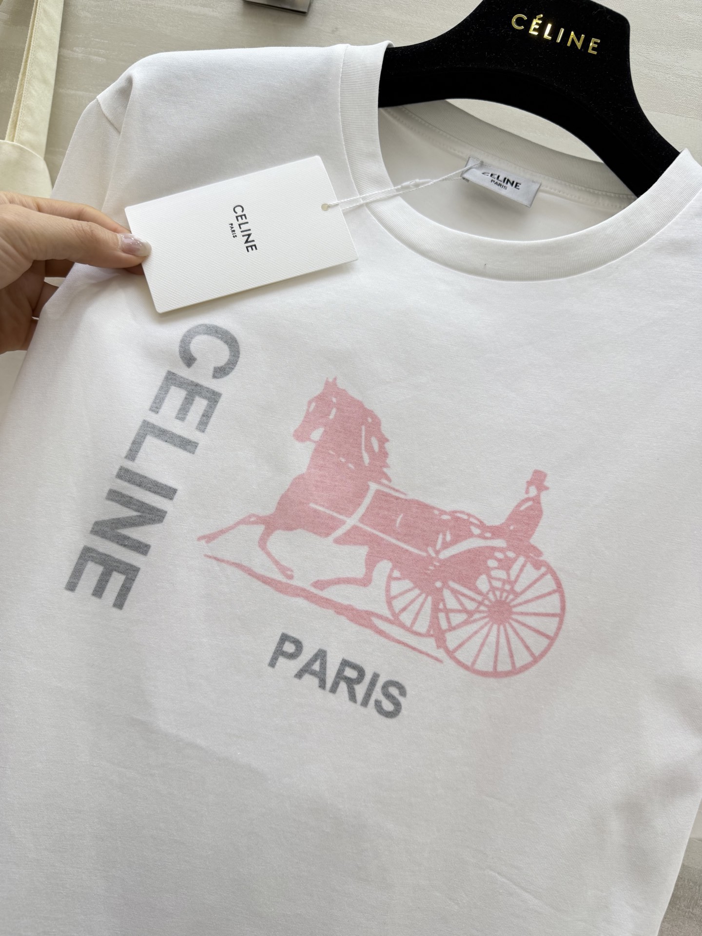 #Celin♡²⁶春夏新款字母T恤🤍 软雾奶白 高级感拉满！经典的品牌字母印花 简约而不失格调 外层则是