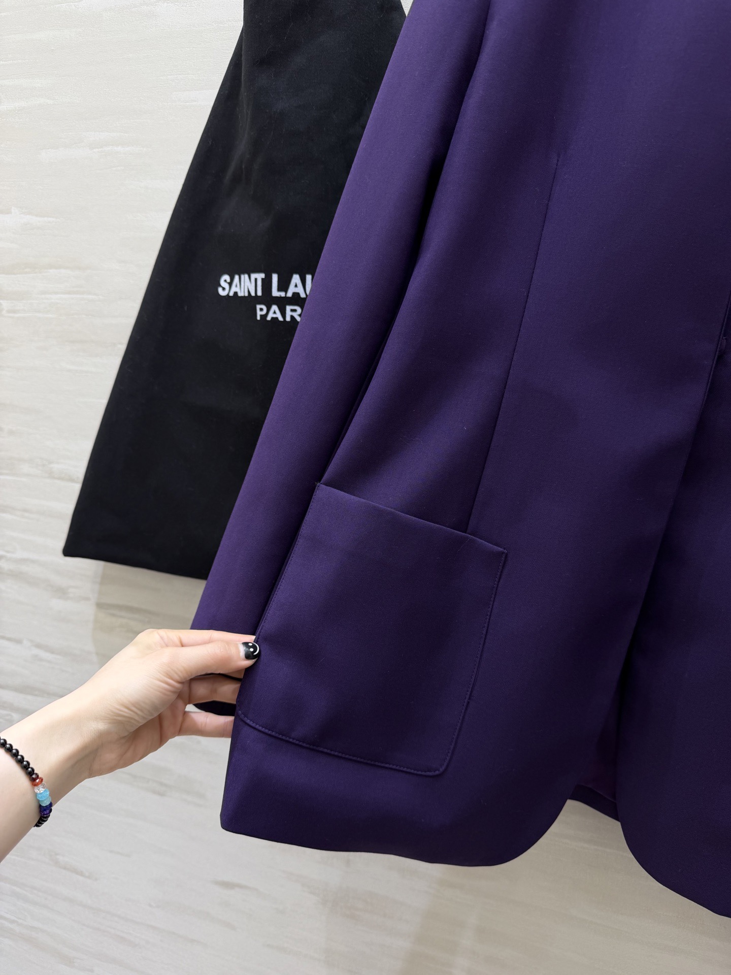 #ysl²⁶新款 精纺羊毛混纺西装套装裙 无领剪裁高级大气 细节超精致 高腰半身裙拉长身材比例 干练优雅