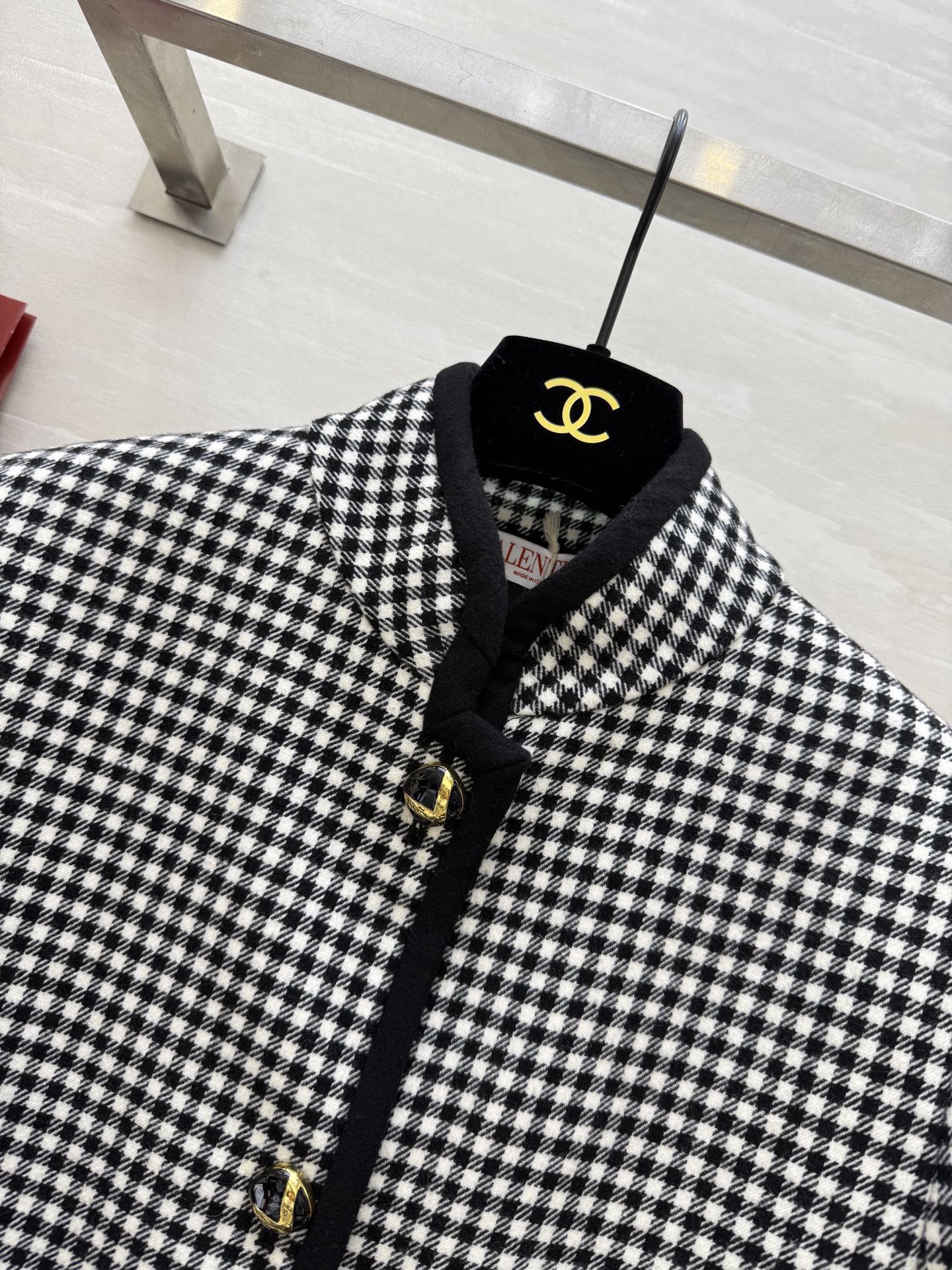 #Valentin♡新款 羊毛混纺黑白格纹外套 高品质定制 现货首发size：S/M/L（s码胸围：96