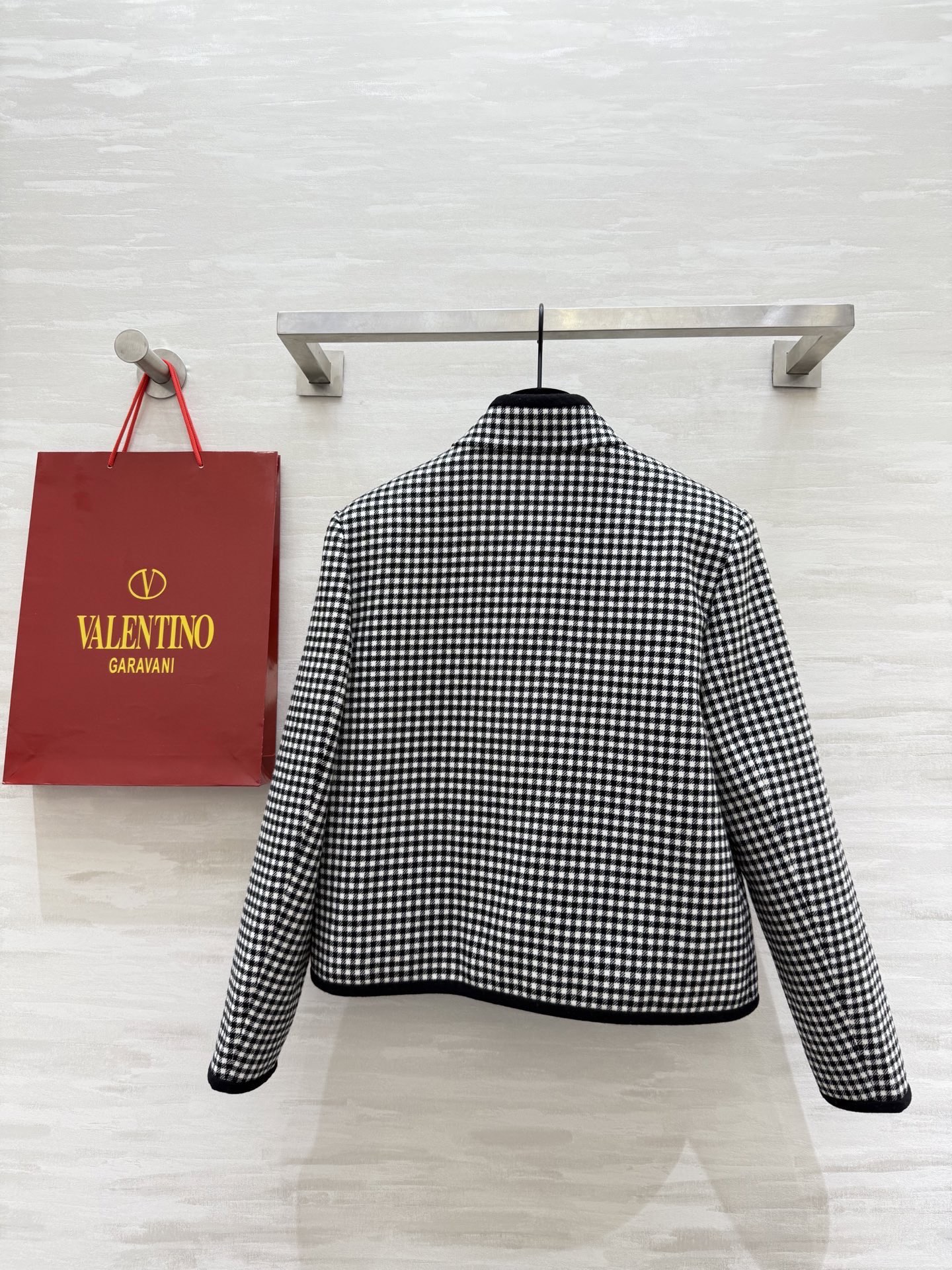 #Valentin♡新款 羊毛混纺黑白格纹外套 高品质定制 现货首发size：S/M/L（s码胸围：96