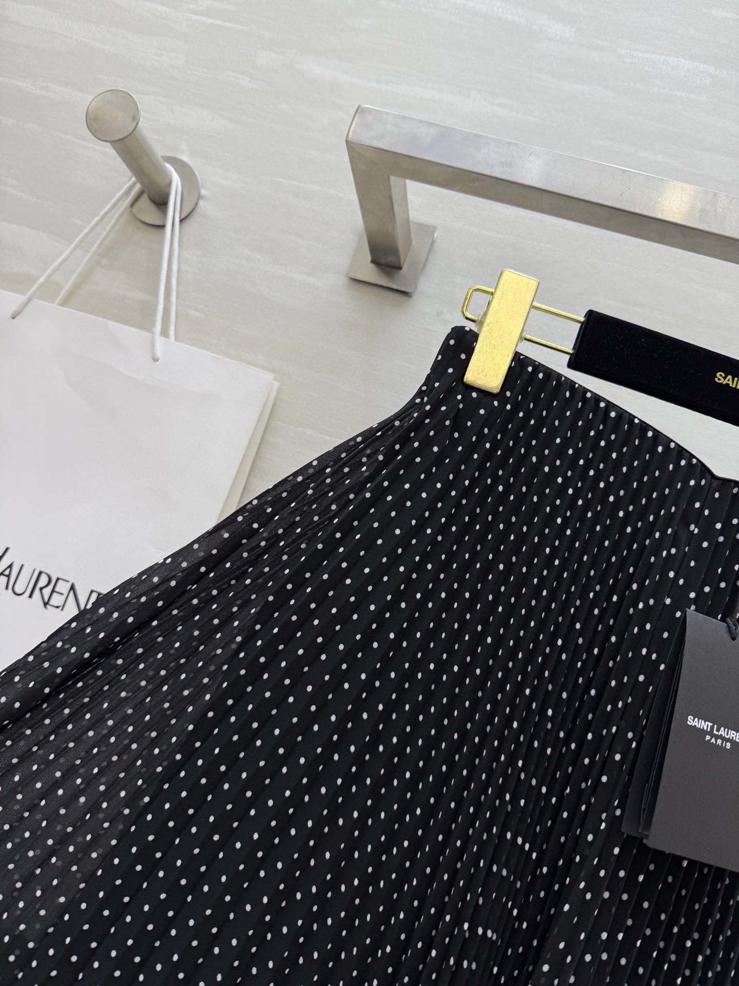 #ysl波点百褶风琴式半裙 优雅高级 高品质定制 现货首发size：S/M/L/XL（M码弹力腰围：68