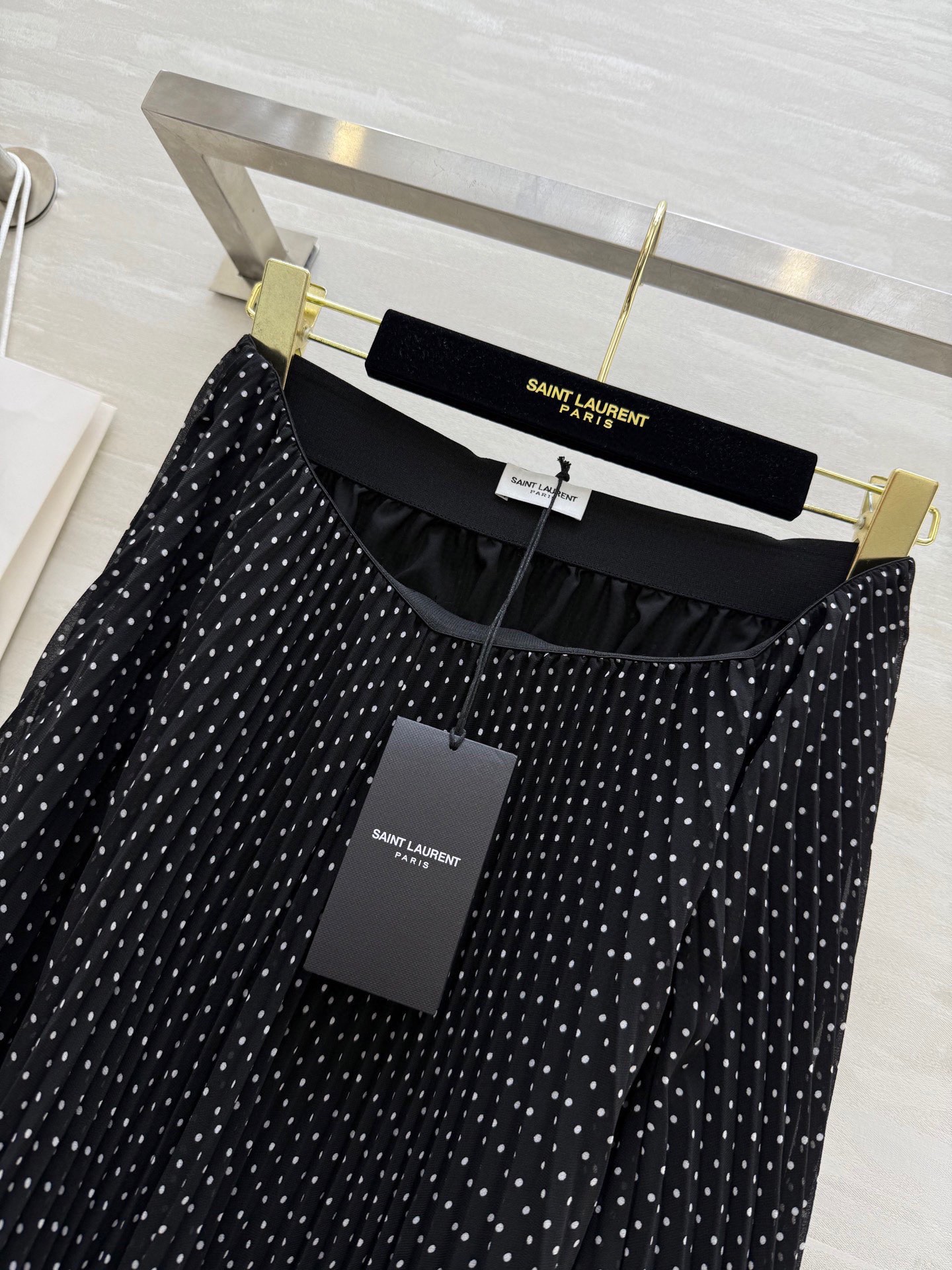 #ysl波点百褶风琴式半裙 优雅高级 高品质定制 现货首发size：S/M/L/XL（M码弹力腰围：68