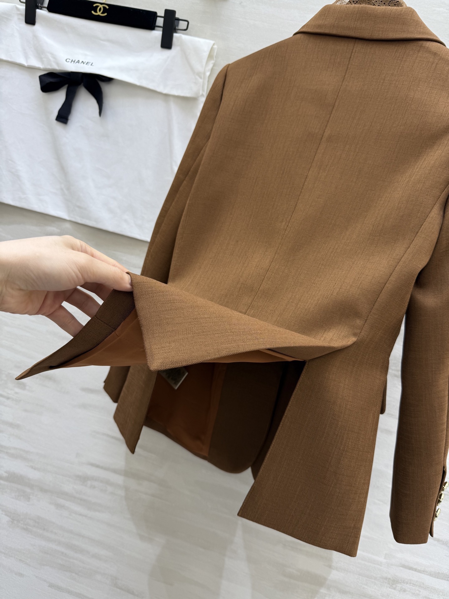 #Chane♡²⁶蕾丝拼接西装外套 定制醋酸亚麻面料 高品质定制 现货首发size：S/M/L/XL（s