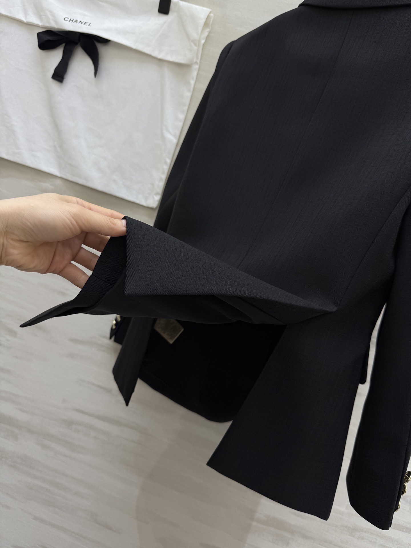 #Chane♡²⁶蕾丝拼接西装外套 定制醋酸亚麻面料 高品质定制 现货首发size：S/M/L/XL（s