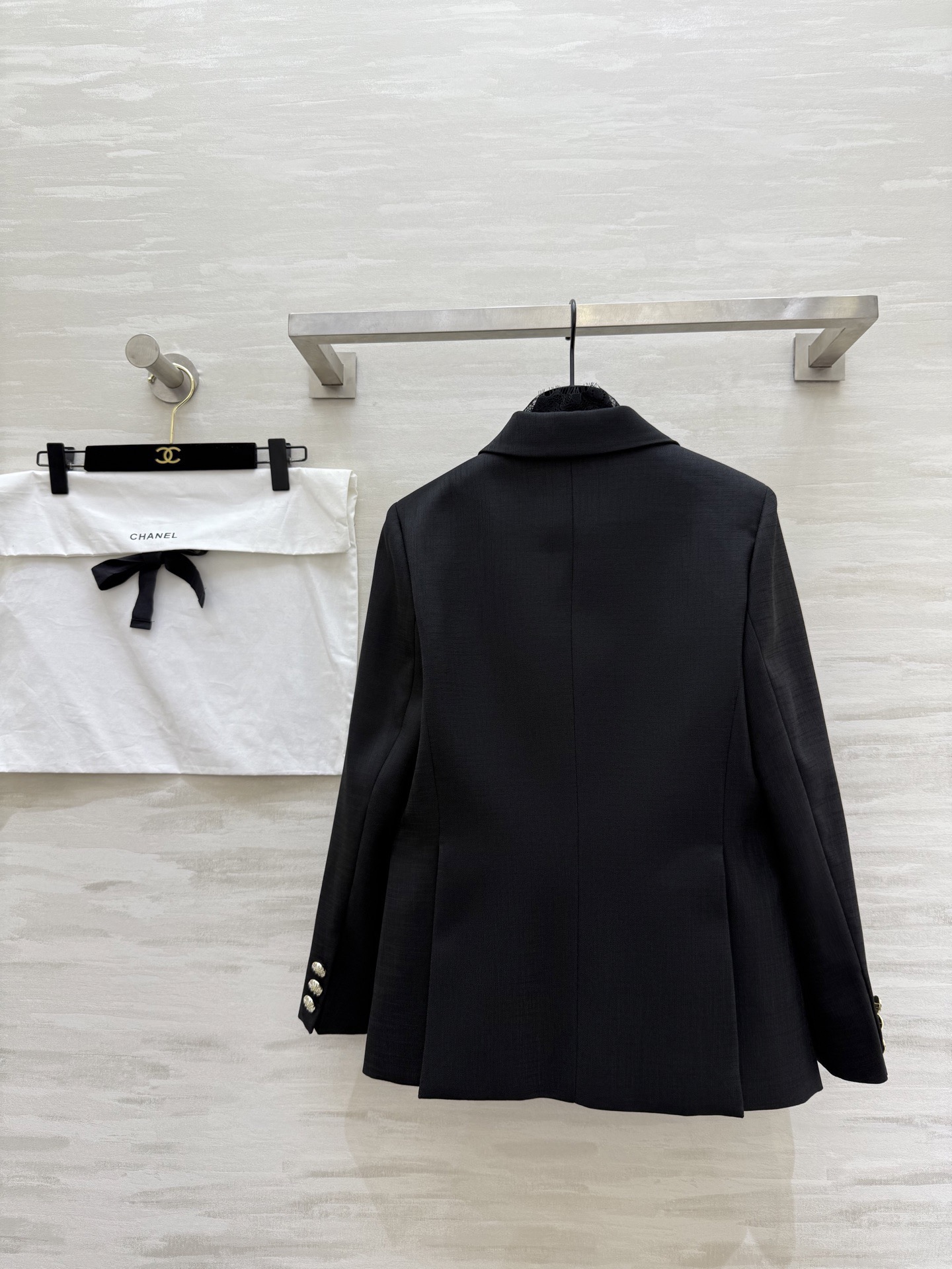 #Chane♡²⁶蕾丝拼接西装外套 定制醋酸亚麻面料 高品质定制 现货首发size：S/M/L/XL（s