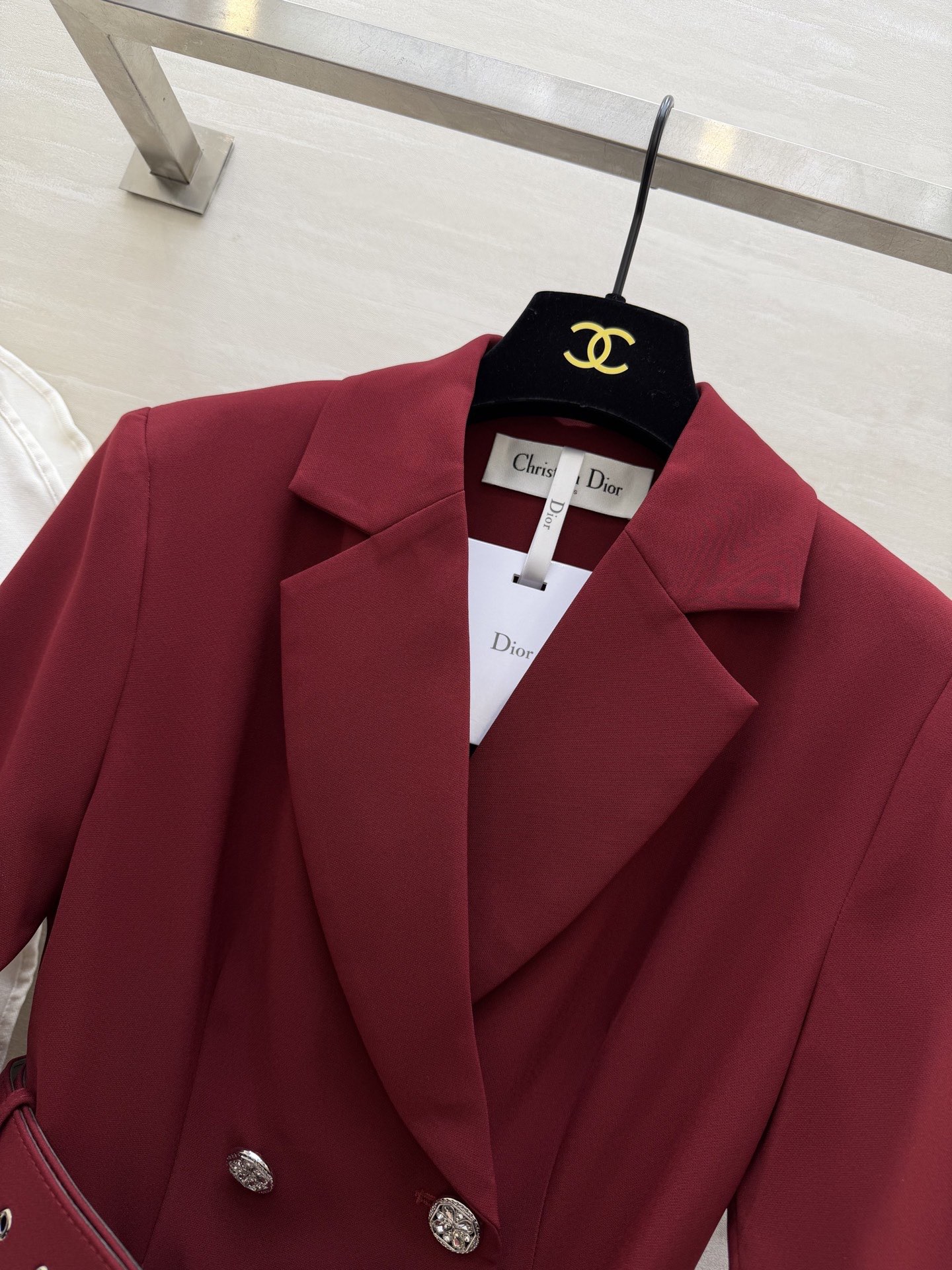 #DIO♡²⁶新款 西装拼接网纱长裙​​ 假两件设计 西装领拼接层叠网纱蛋糕裙 刚柔并济超有气质！七分袖