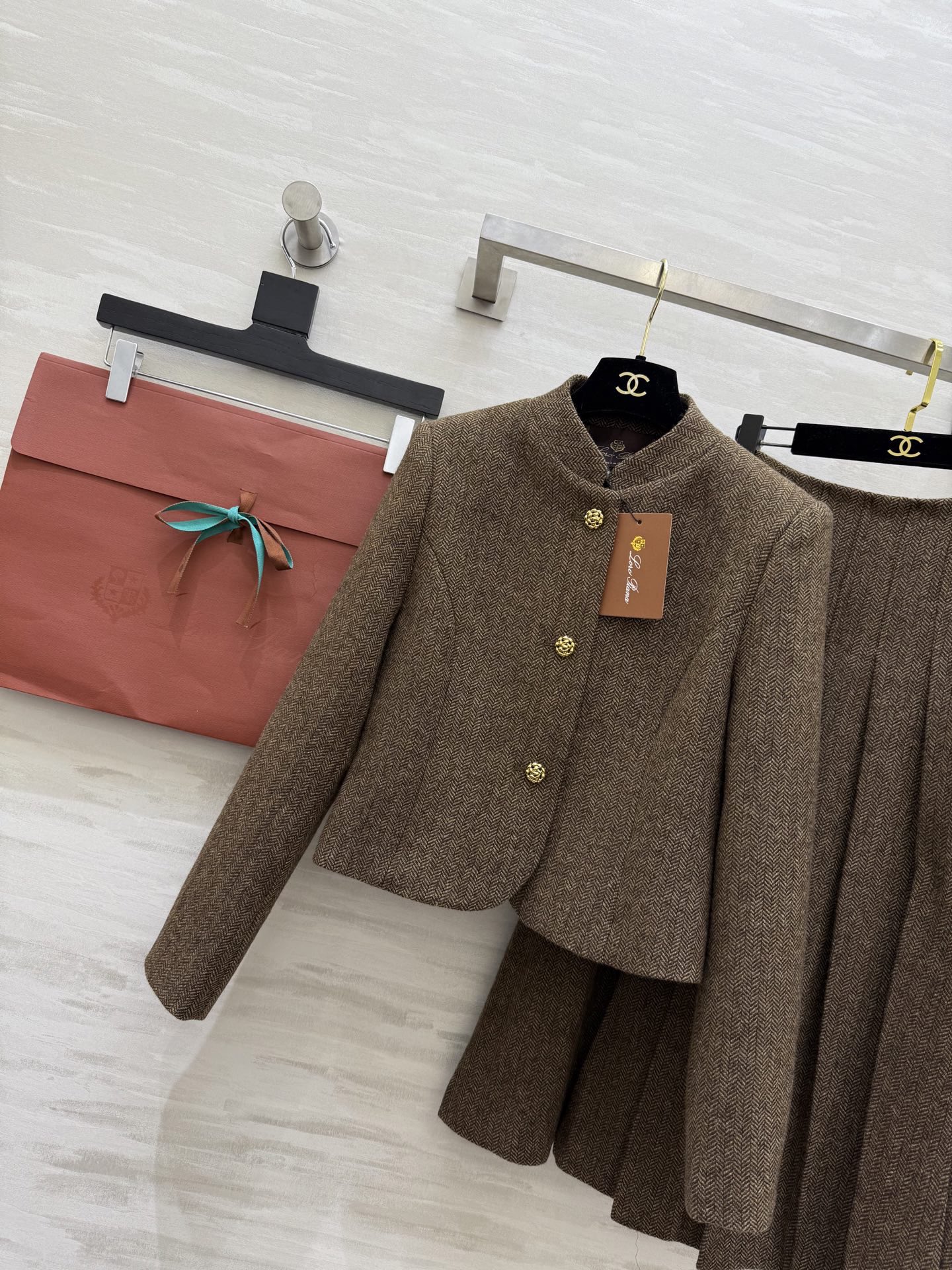 #Loro Pian♡²⁶新款 老钱风人字纹套装 高品质定制 现货首发size：S/M/L（s码胸围：8