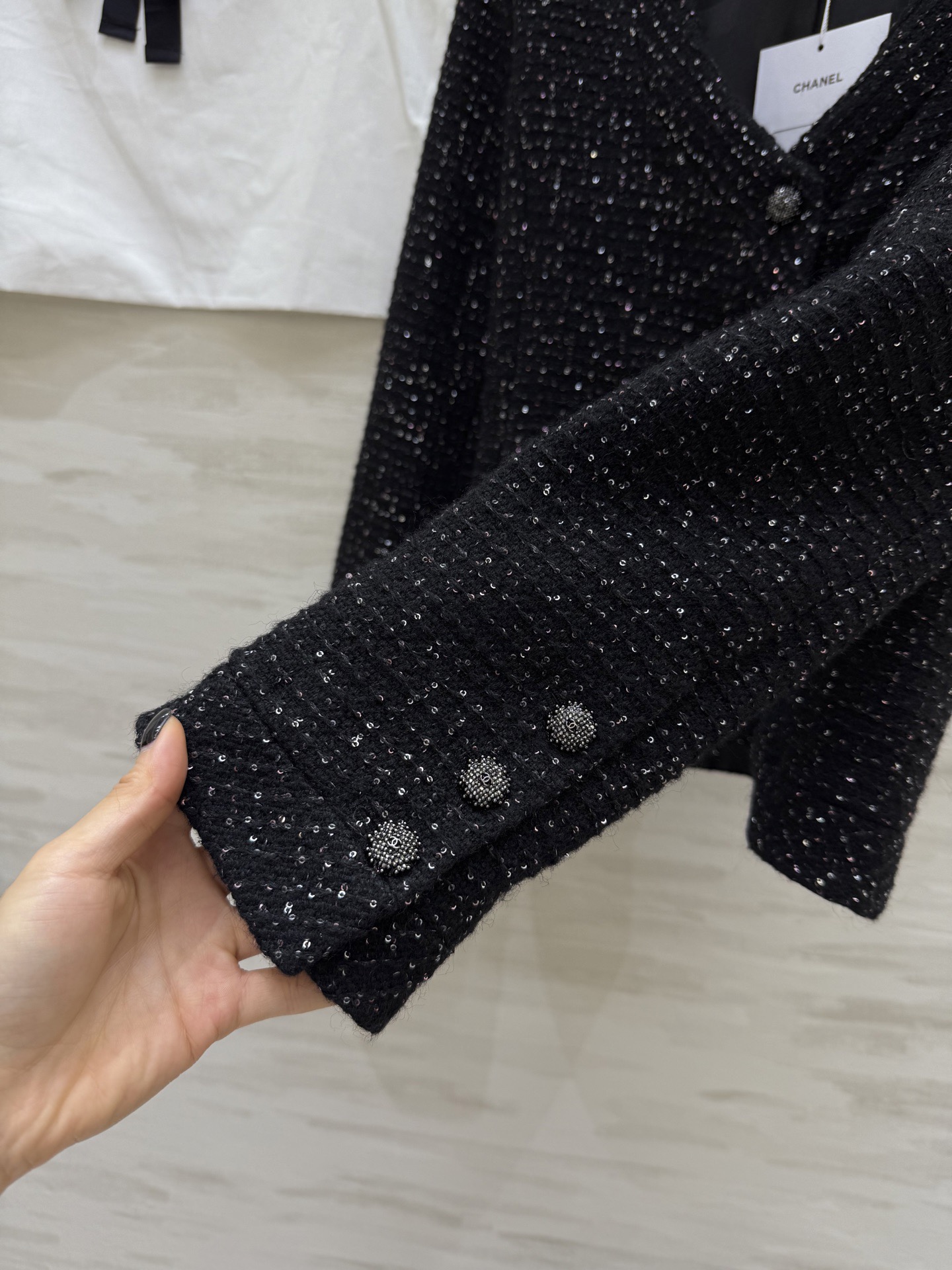 #Chane♡爆闪珠片软花呢外套 定制珠片编织花呢面料精致高级 高品质 现货首发size：36/38/4