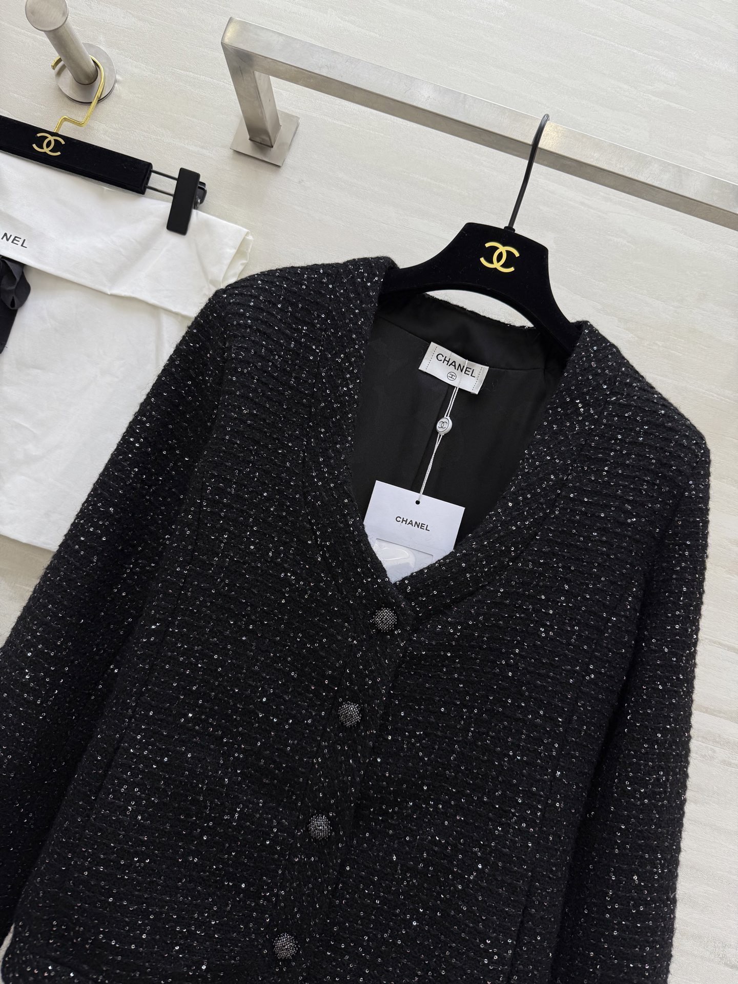 #Chane♡爆闪珠片软花呢外套 定制珠片编织花呢面料精致高级 高品质 现货首发size：36/38/4