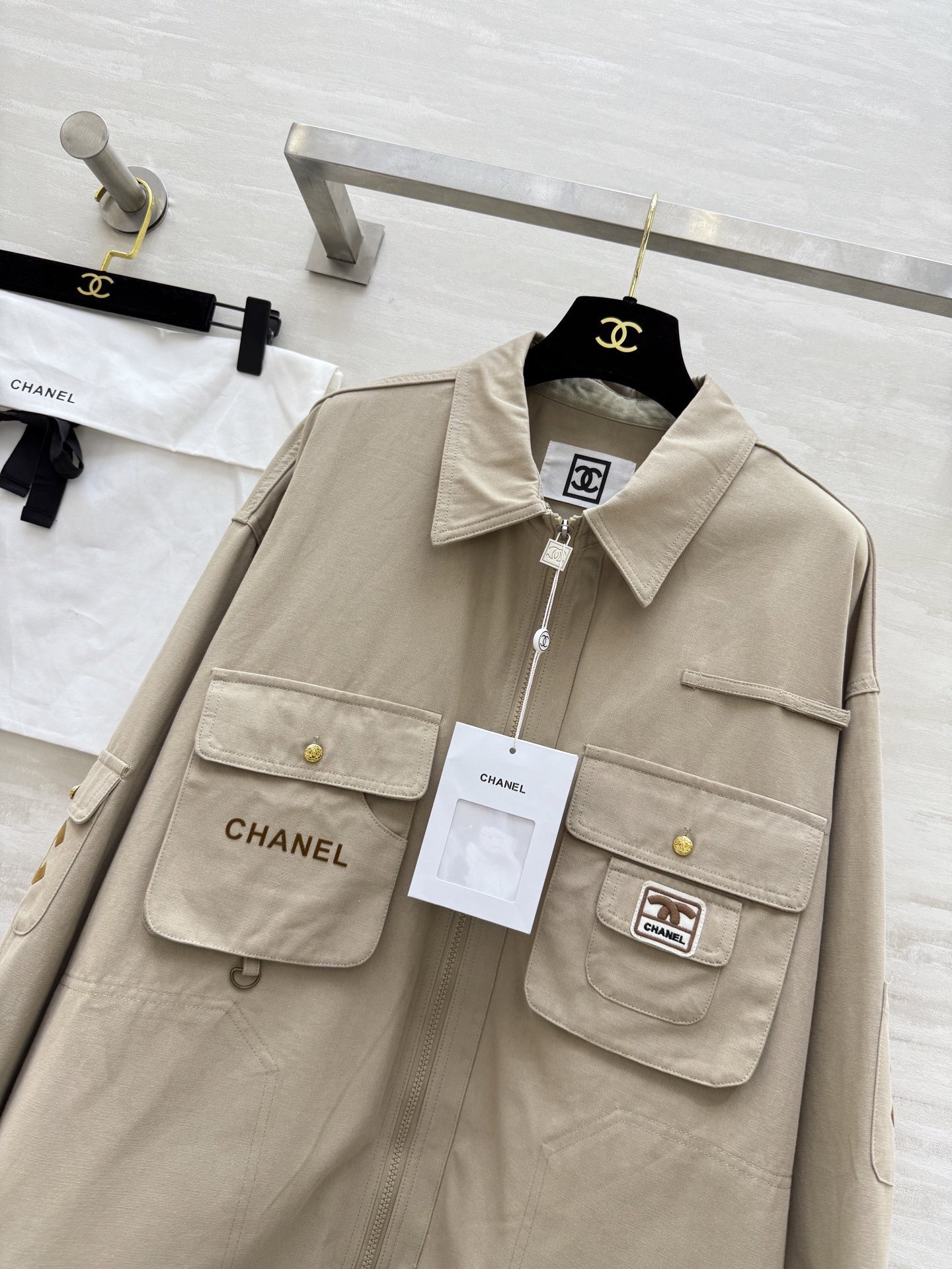 #Chane♡新款 中古系列 翻领口袋外套 高品质定制 现货首发size：36/38/40（36码肩宽：