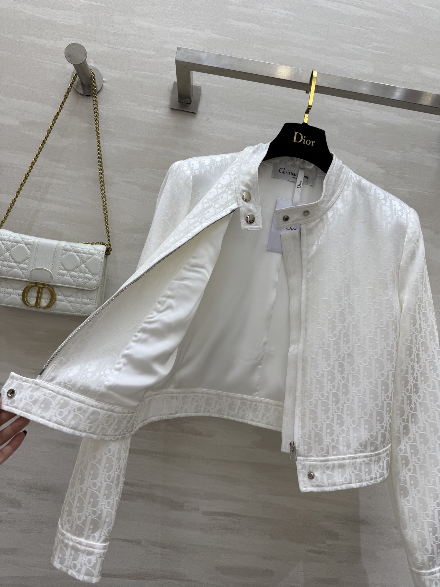 #DIO♡提花醋酸夹克外套 时髦高级 定制进口提花醋酸面料 立体剪裁版型 高品质 现货首发size：36