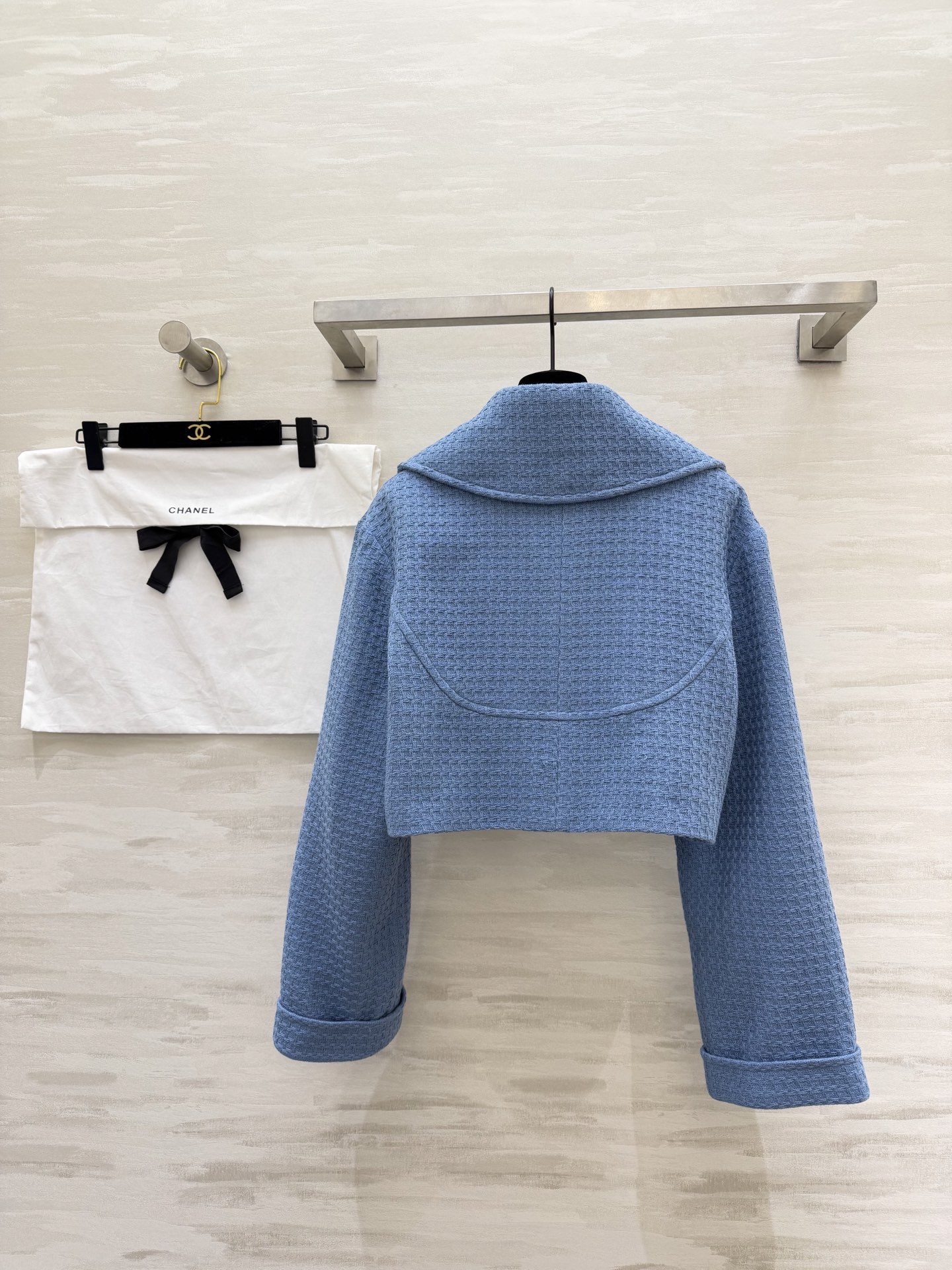 #Chane♡²⁶C度假⛱️系列 蓝色短款编织花呢外套 复古优雅 高品质定制 现货首发size：S/M/