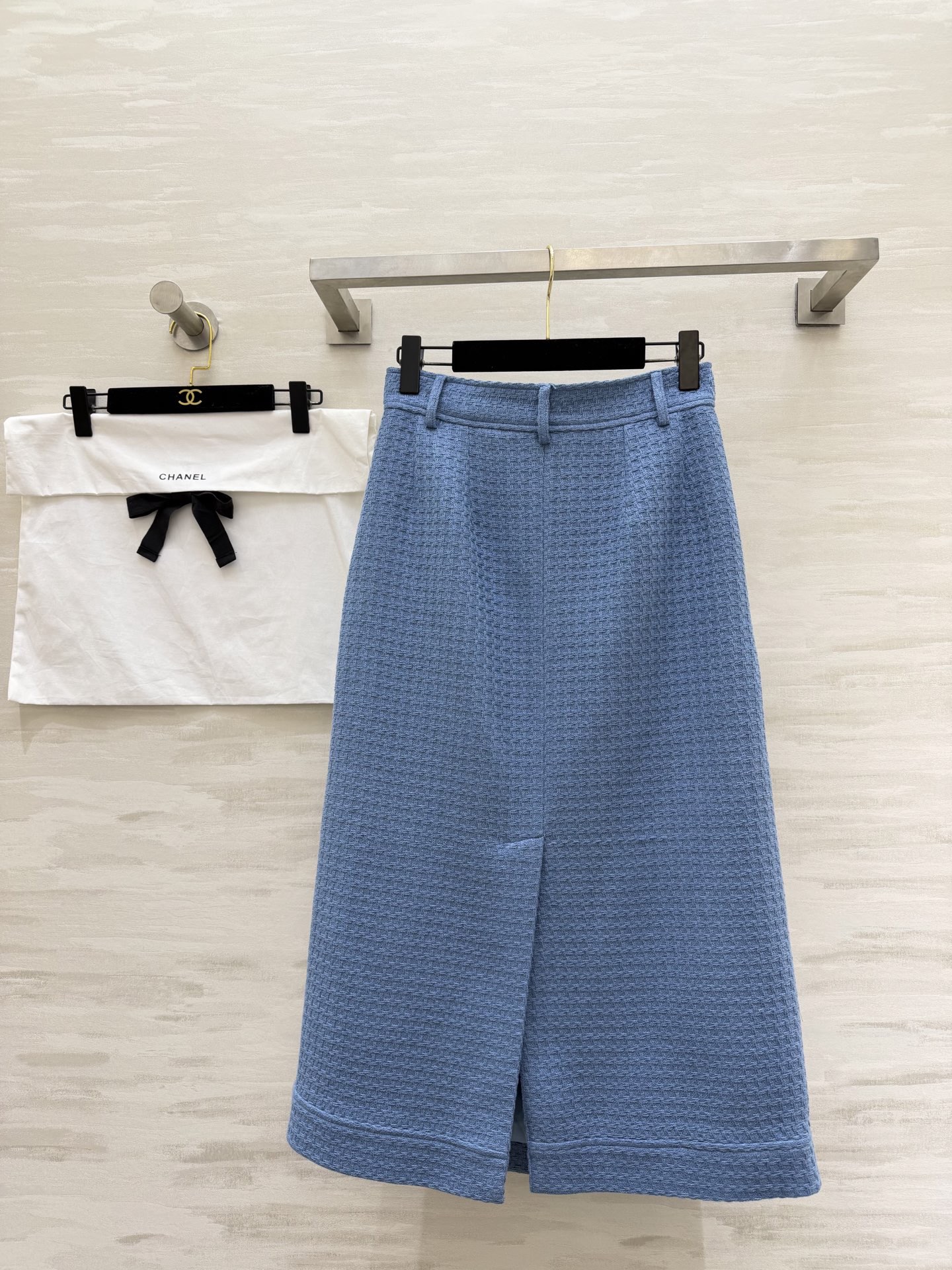 #Chane♡²⁶C度假⛱️系列 蓝色短款编织花呢阔腿七分裤 复古优雅 高品质定制 现货首发size：S
