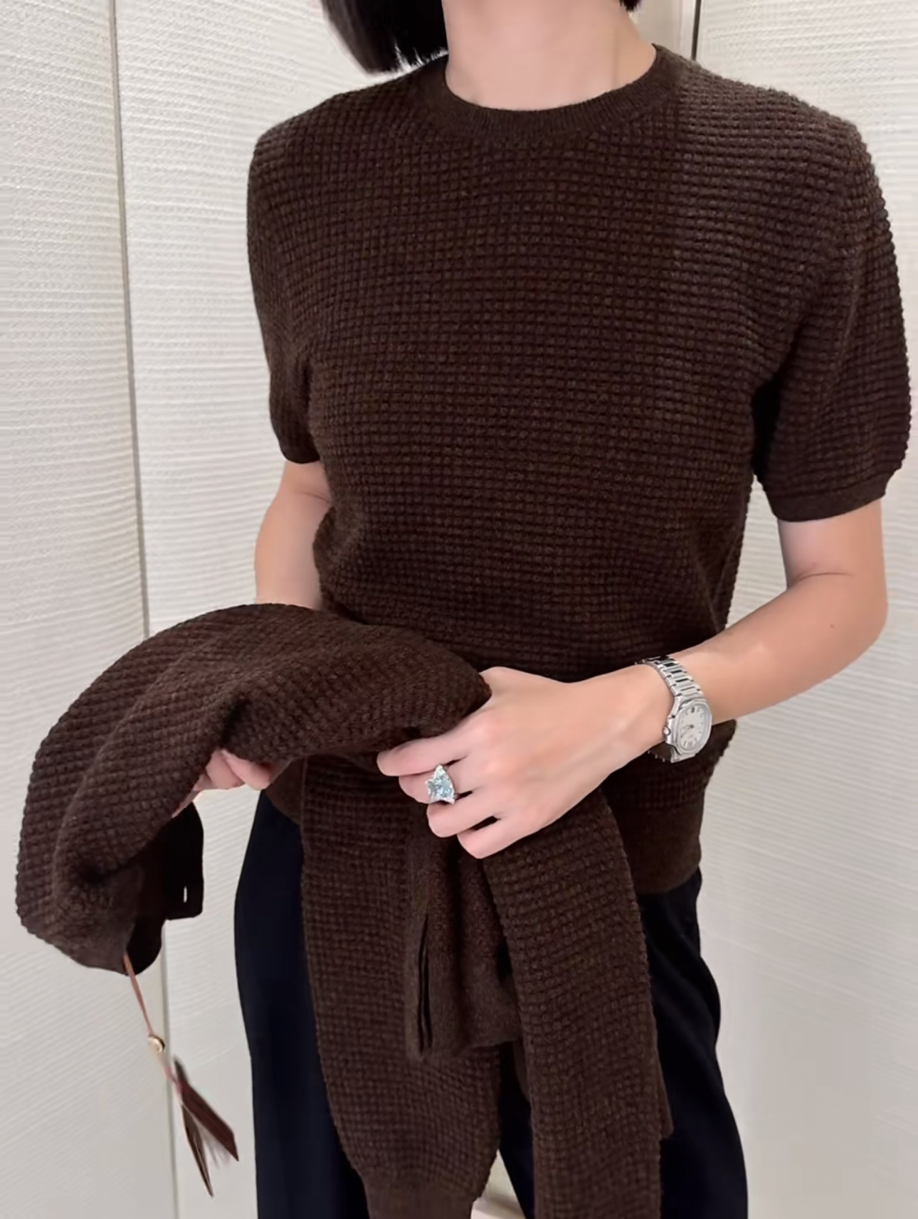 #Loro piana♡²⁶ssS 胶囊系列 圆领短袖提花 针织纯色羊绒短袖上衣 高品质定制 现货首发s