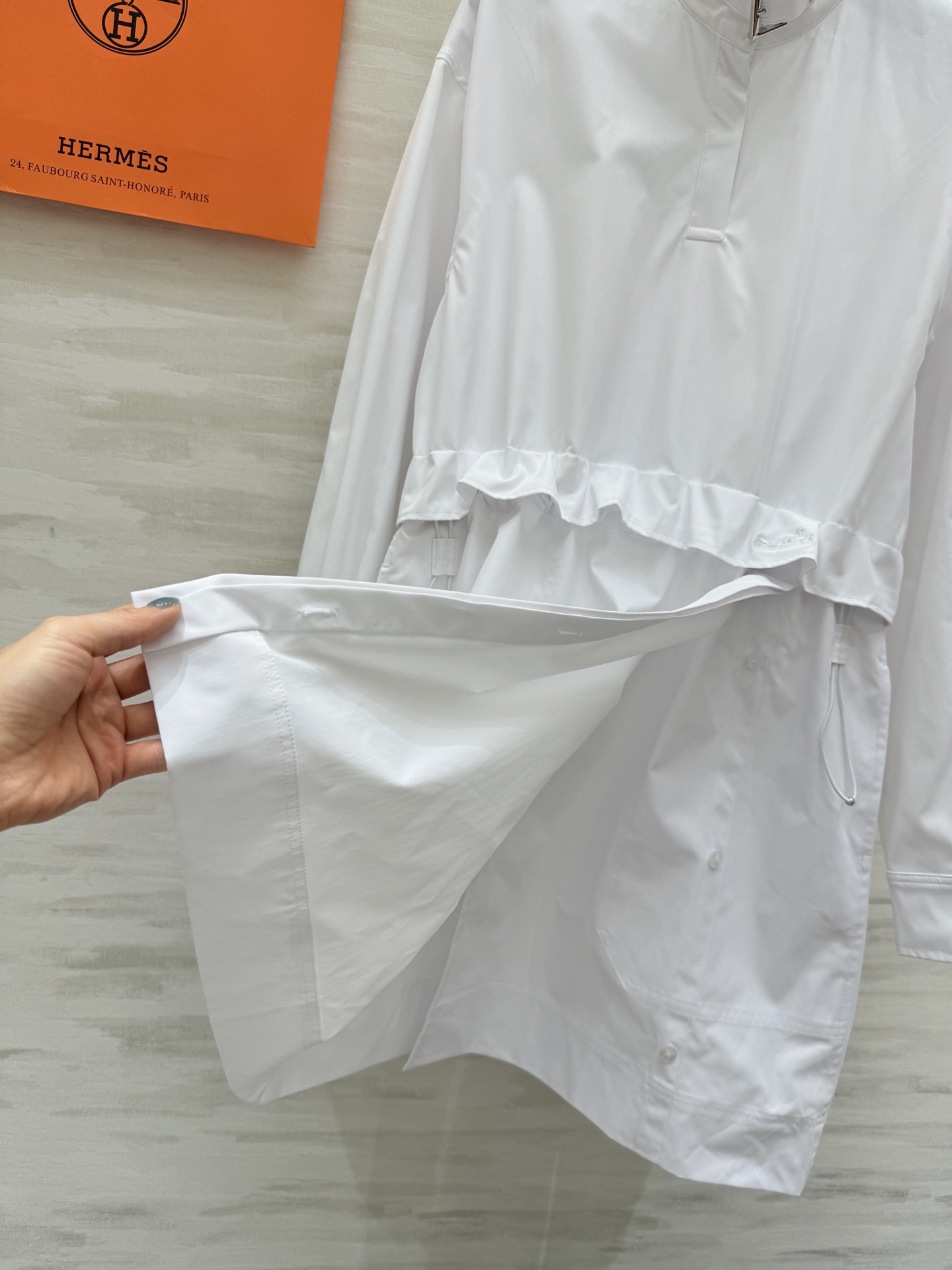 #Herme♡新款 丝绸棉衬衣裙 高品质定制 现货首发size：S/M/L（s码肩宽：50，胸围：104