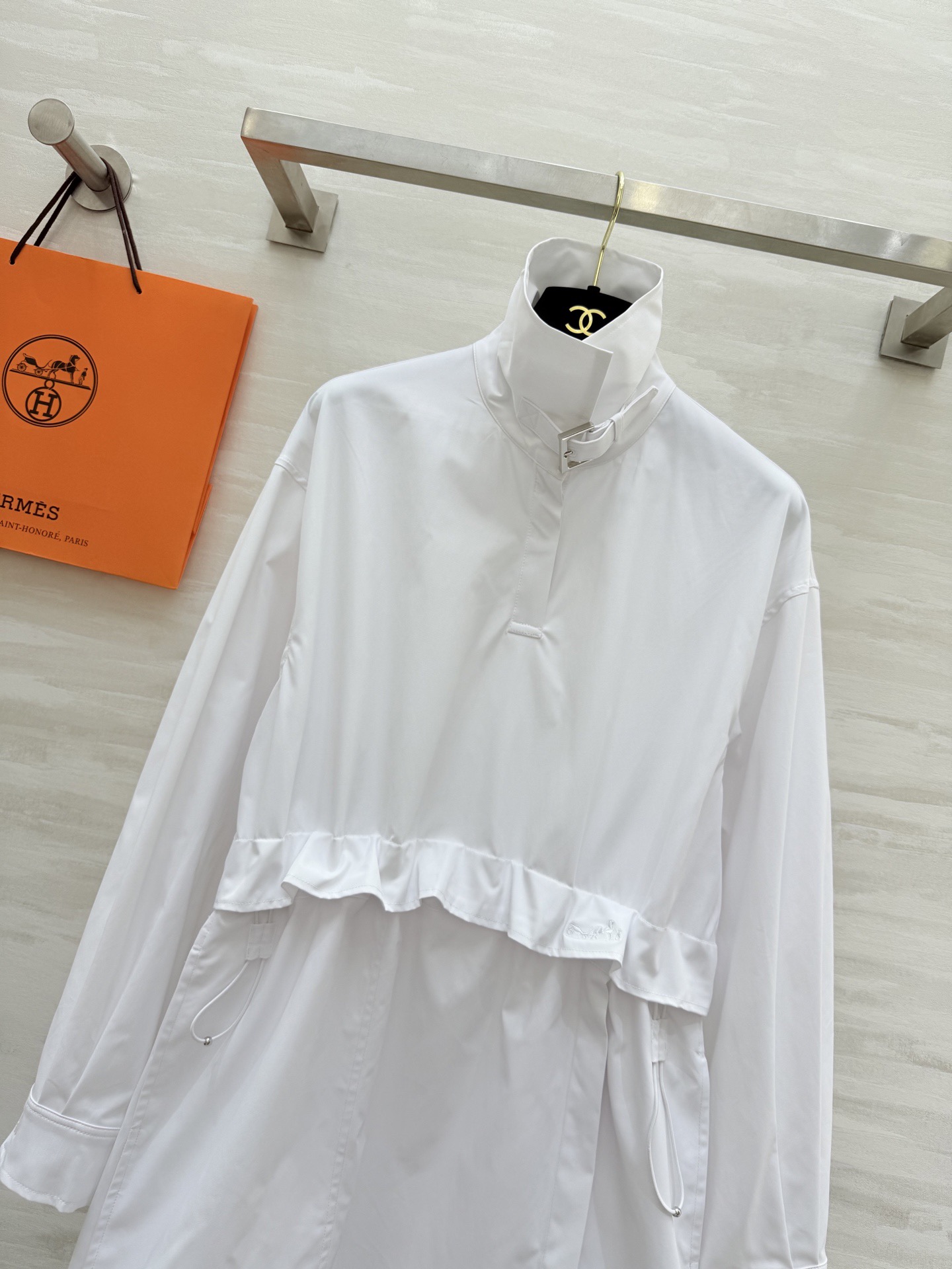 #Herme♡新款 丝绸棉衬衣裙 高品质定制 现货首发size：S/M/L（s码肩宽：50，胸围：104