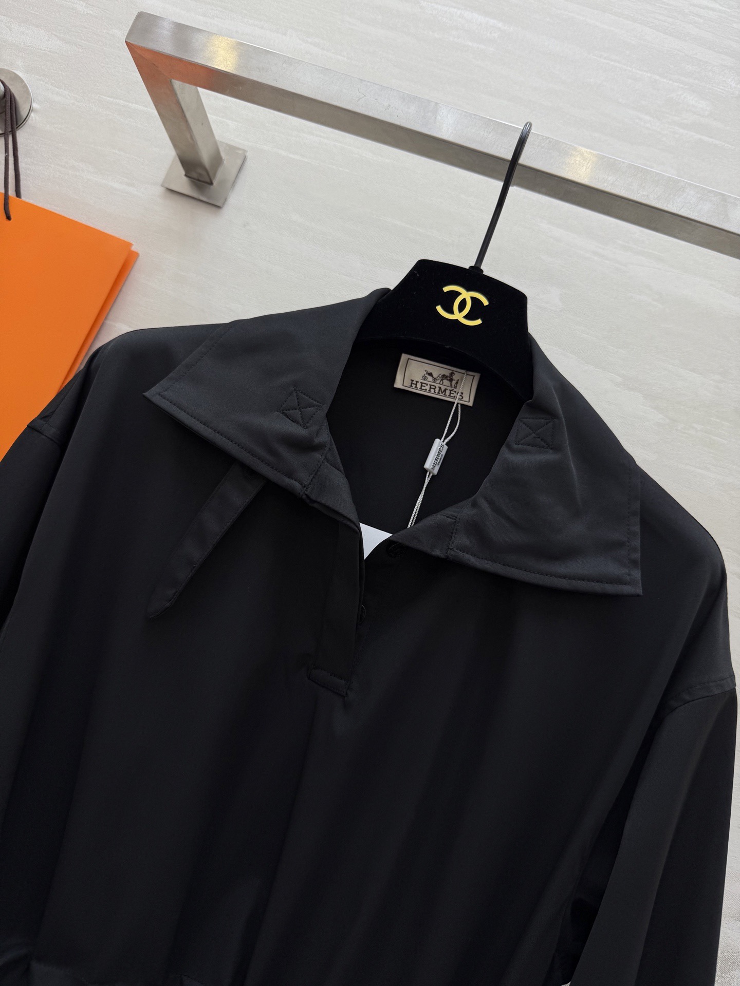 #Herme♡新款 丝绸棉衬衣裙 高品质定制 现货首发size：S/M/L（s码肩宽：50，胸围：104