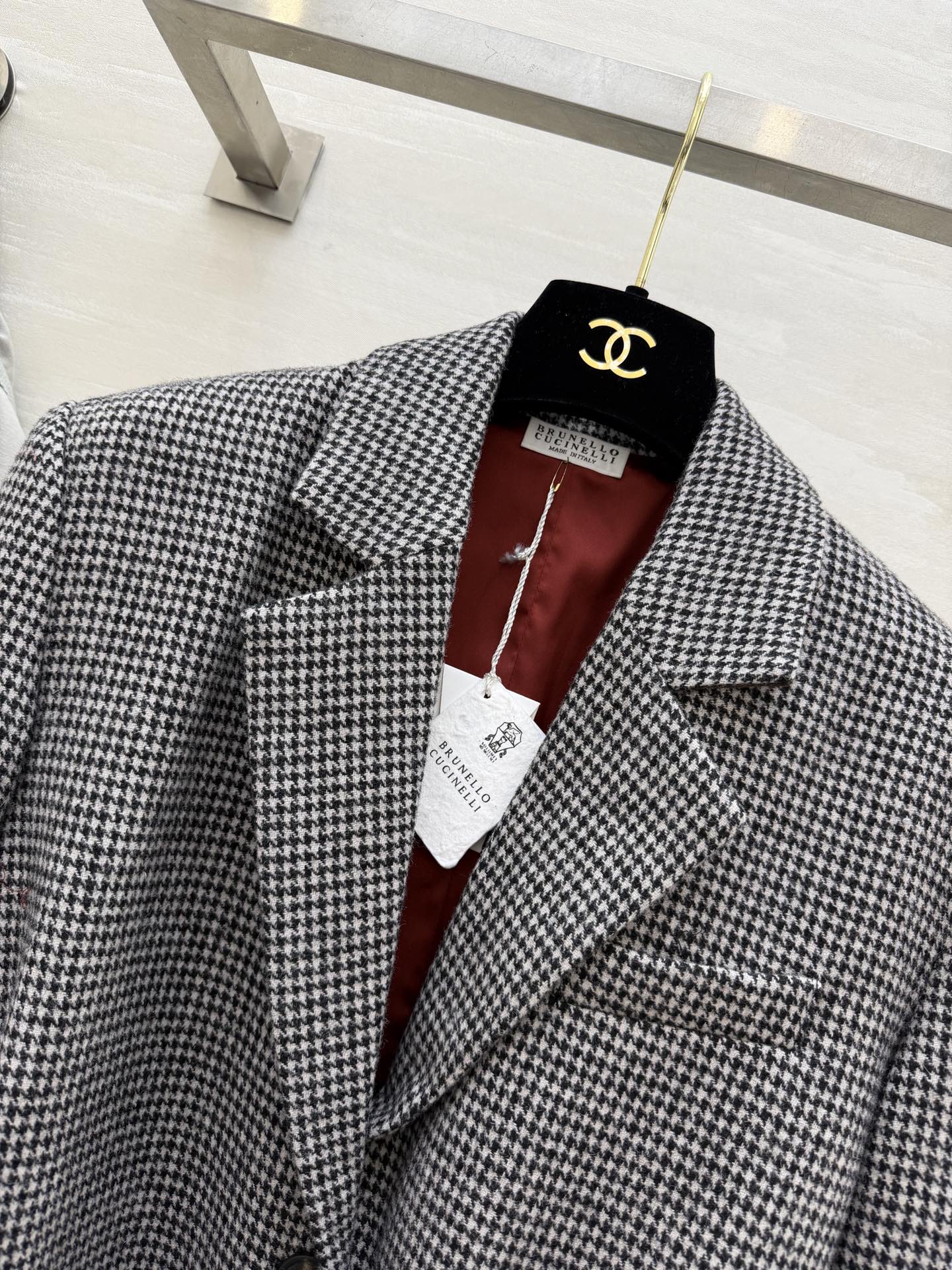 #Brunello Cucinell♡²⁶新款 格纹西装外套 配送定制腰带收腰显瘦 立体剪裁上身大气显贵