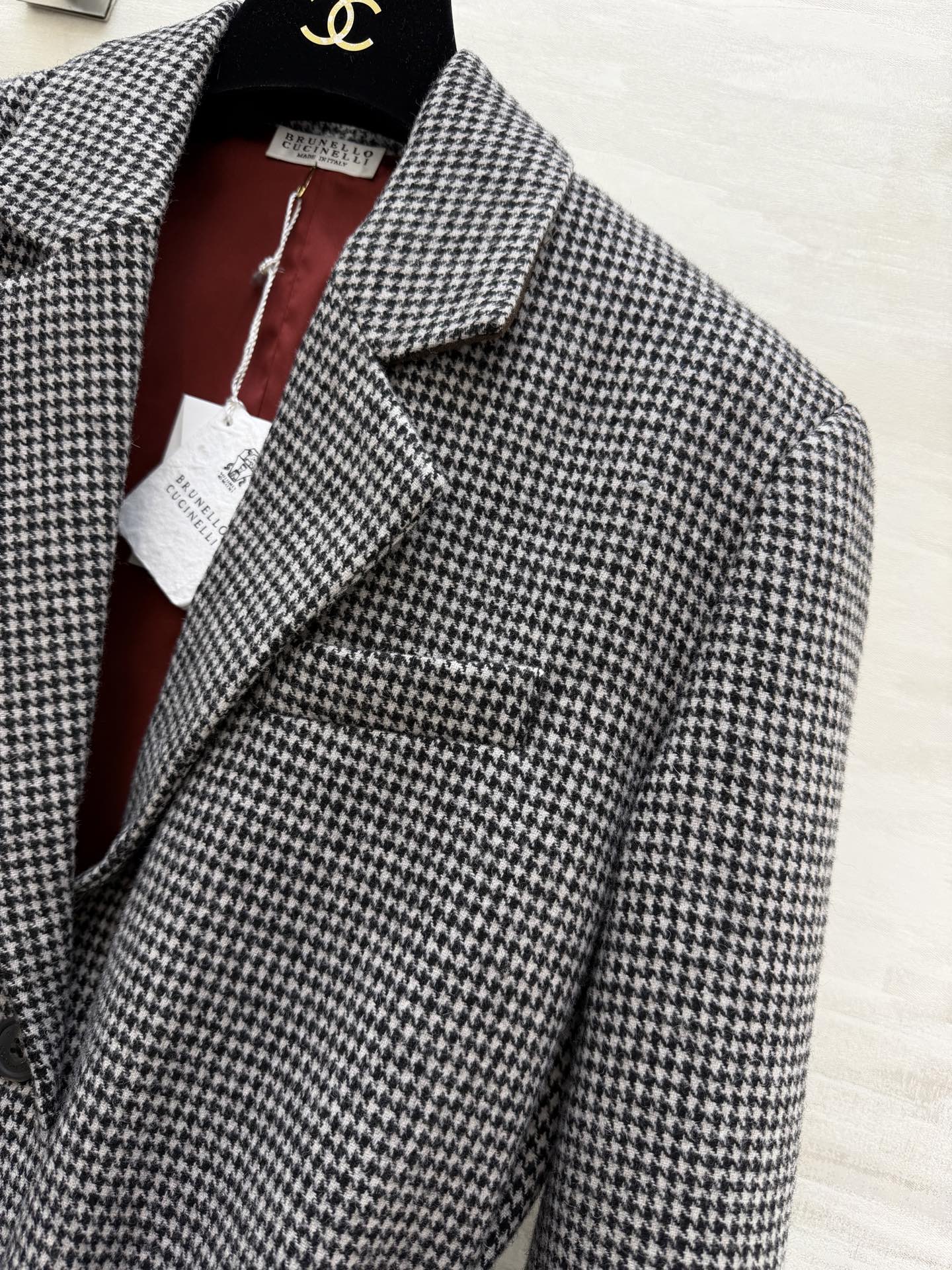 #Brunello Cucinell♡²⁶新款 格纹西装外套 配送定制腰带收腰显瘦 立体剪裁上身大气显贵