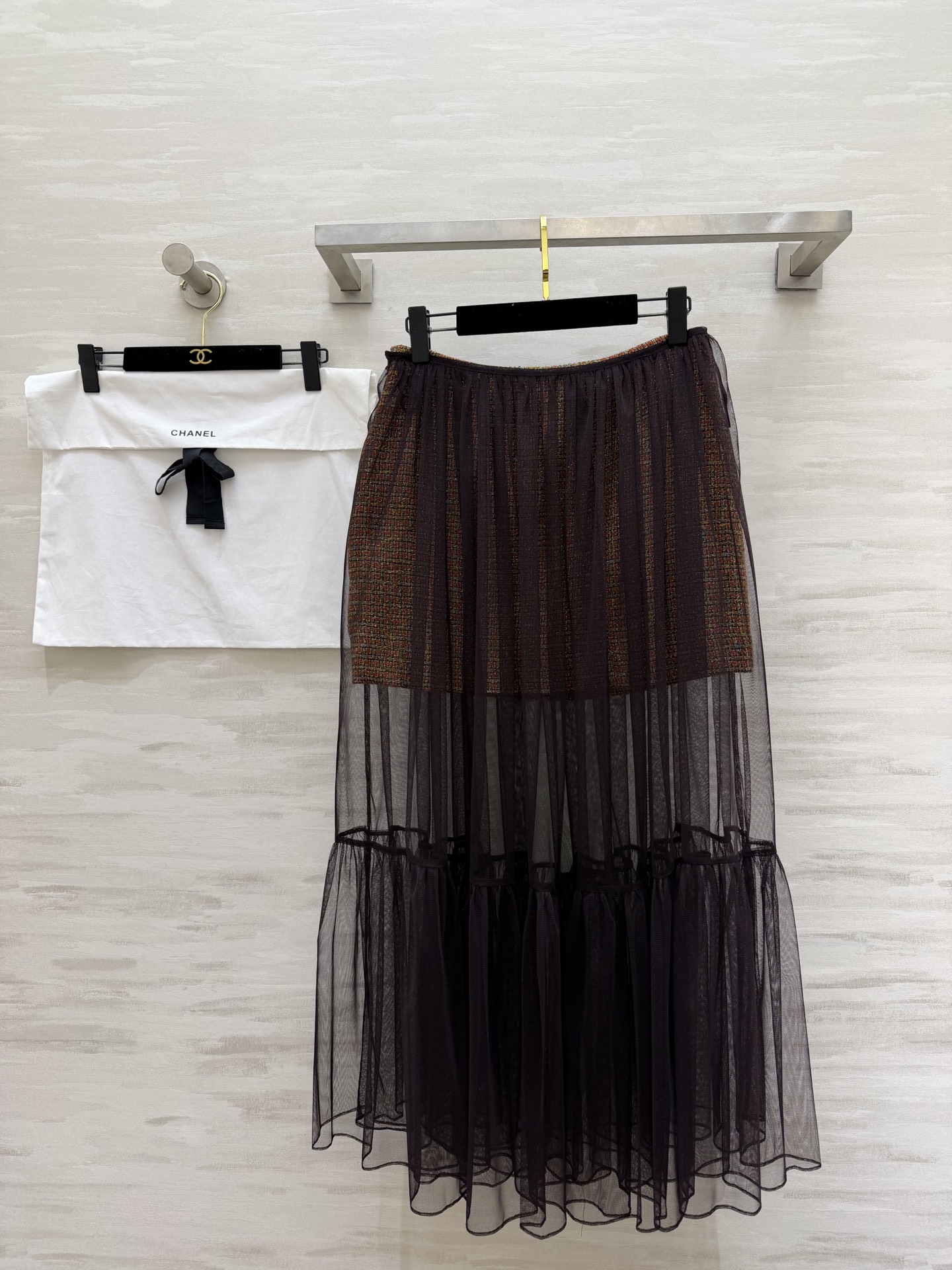 #Chane♡²⁶新款焦糖混色粗花呢网纱两件套裤裙 细腻又有层次 两件套设计优雅永不过时 高品质定制 现