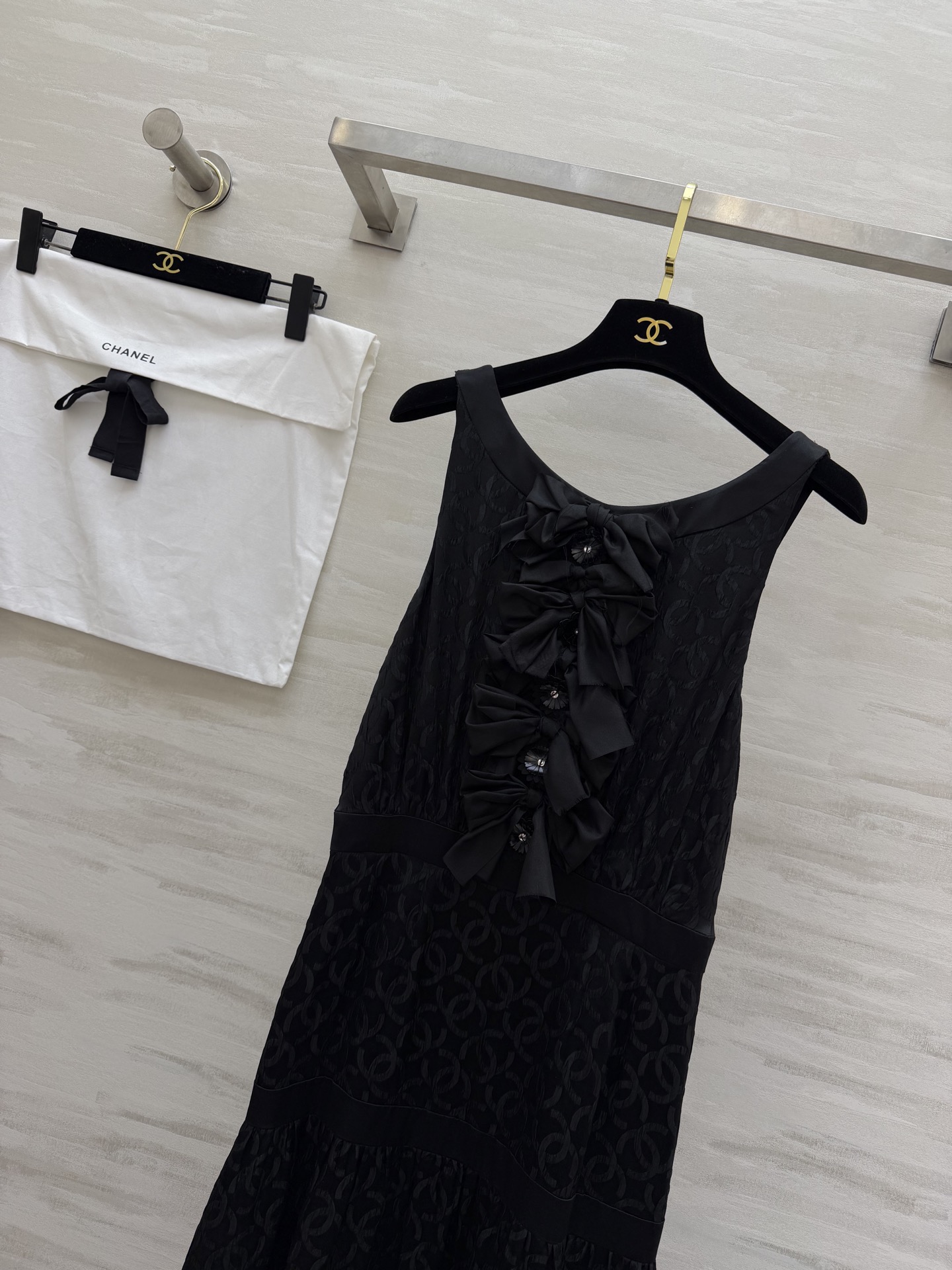 #Chane♡提花真丝绉纱 无袖连衣裙 定制100%桑蚕丝 晚宴礼服款 优雅贵气 高品质定制 现货首发s