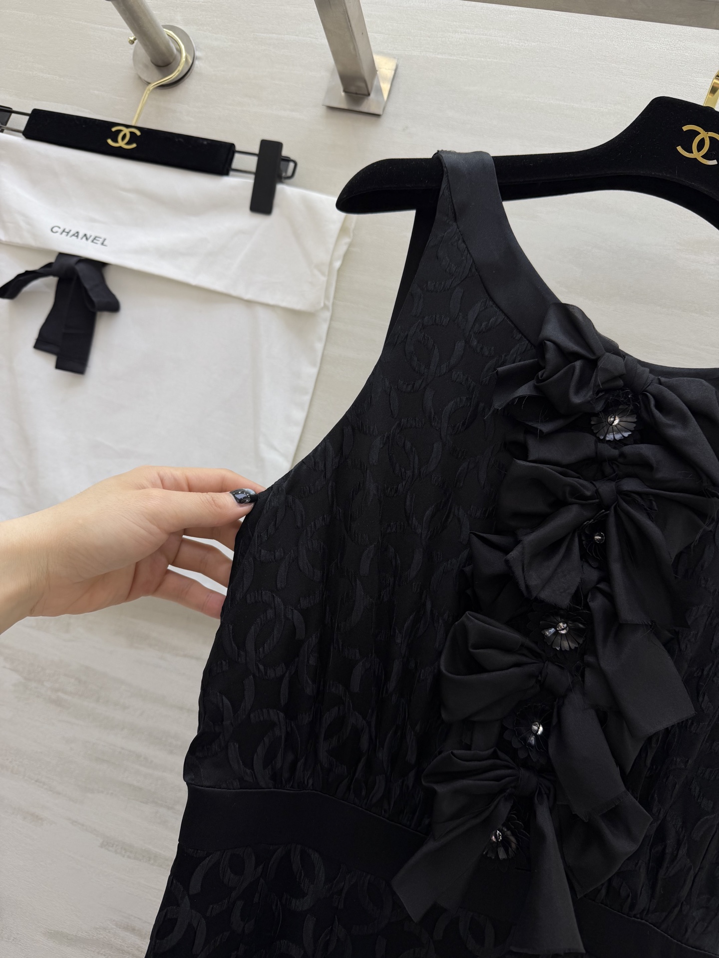 #Chane♡提花真丝绉纱 无袖连衣裙 定制100%桑蚕丝 晚宴礼服款 优雅贵气 高品质定制 现货首发s