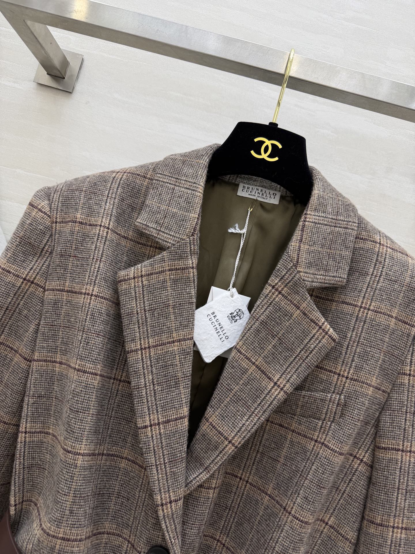 #Brunello Cucinell♡²⁶格纹西装 复古棕调格纹自带新贵氛围感 混纺面料软糯又挺括 附赠