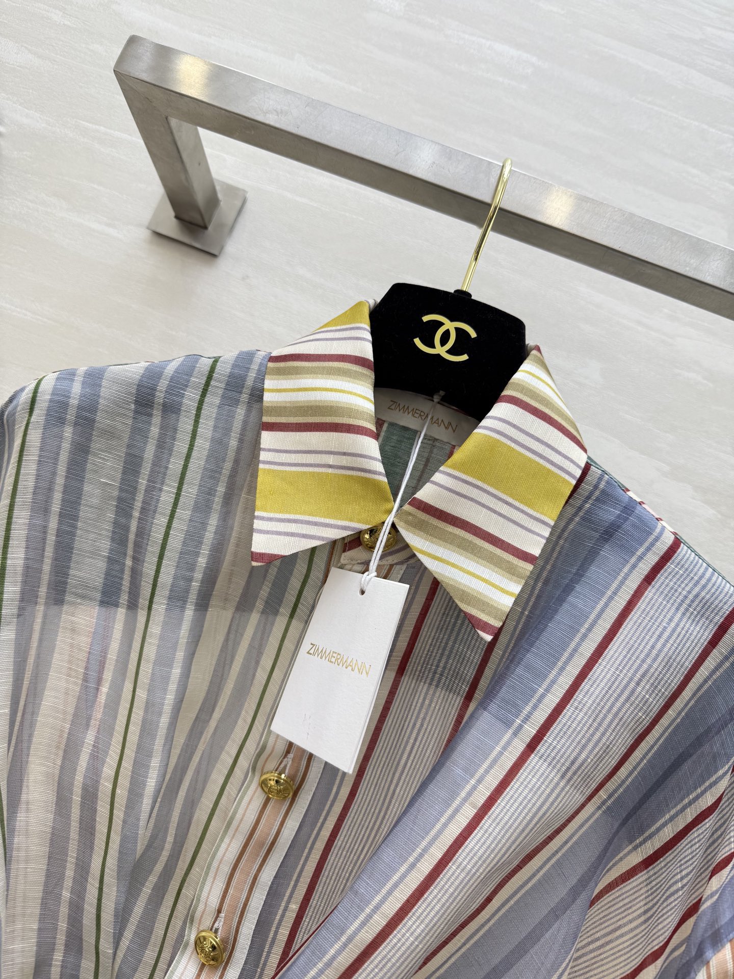 #Zimmerman♡²⁶早春Rebellion系列条纹衬衣 真丝+亚麻混纺 轻盈透气超适合春夏！多彩条