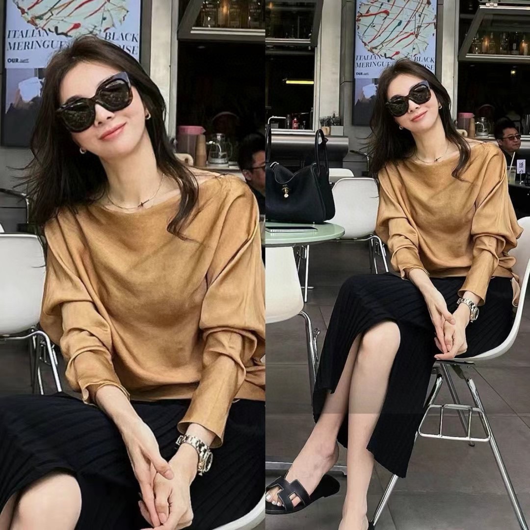 Desert Sunset Long Sleeve Blouse - Versatile Off-Shoulder Design