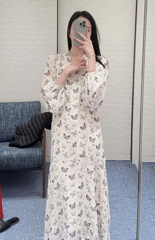 Elegant Butterfly Print Tassel Dress, Lightweight Flowy Fit, S-XL Sizes 1 Elegant Butterfly Print Tassel Dress, Lightweight Flowy Fit, S-XL Sizes