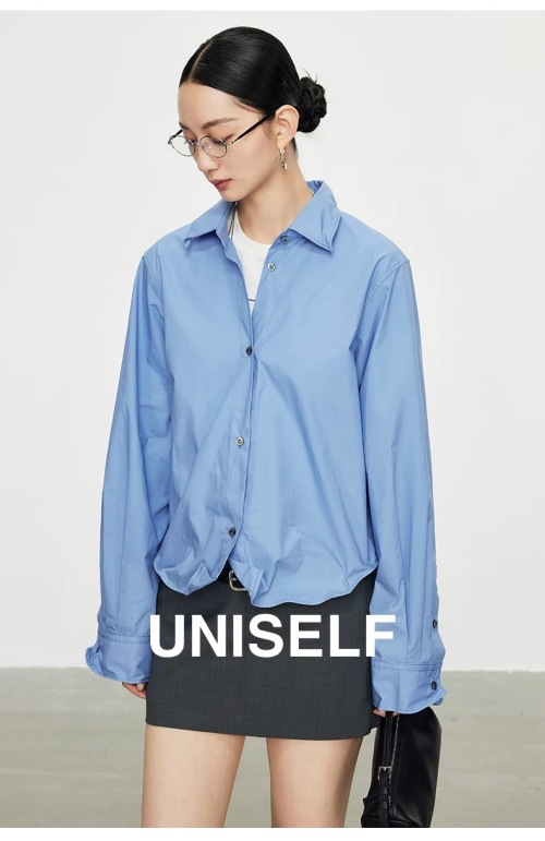 Uniself Women's Twist Front Long Sleeve Shirt with Aluminum Wire Detailing 1 Uniself Women's Twist Front Long Sleeve Shirt with Aluminum Wire Detailing