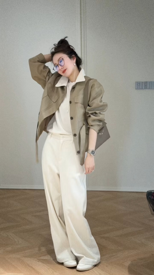 Women's Fashionable Turn-Down Collar Color Block Windbreaker Jacket 1 Women's Fashionable Turn-Down Collar Color Block Windbreaker Jacket