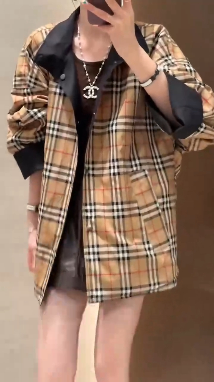 Women's Reversible Plaid Windbreaker Jacket with Pockets 4 i1757429938971 3732 0 4