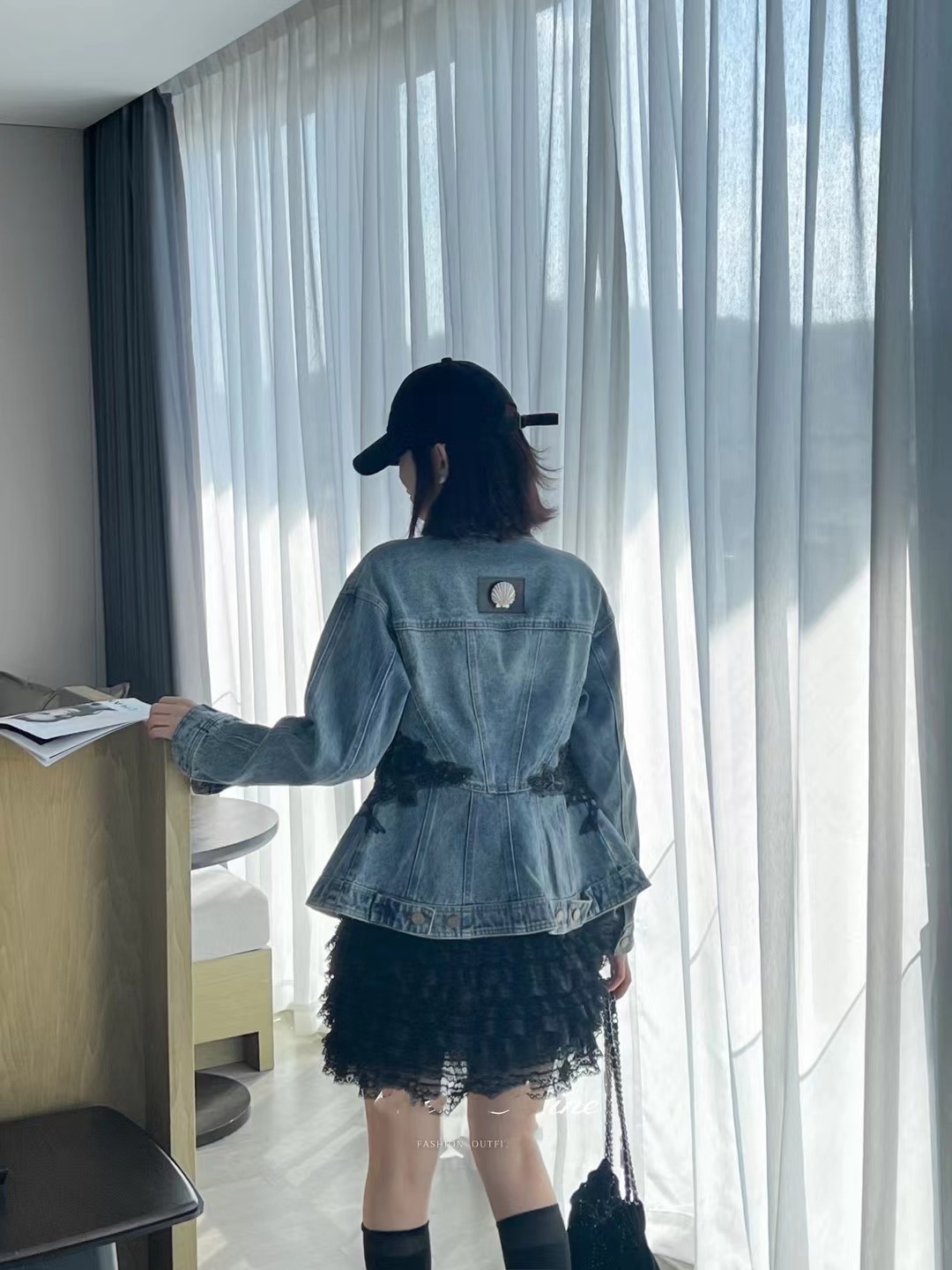 Denim Jacket with Lace Inset, Embroidered Detail, Fitted Silhouette 3 i1758989611340 5630 0 4