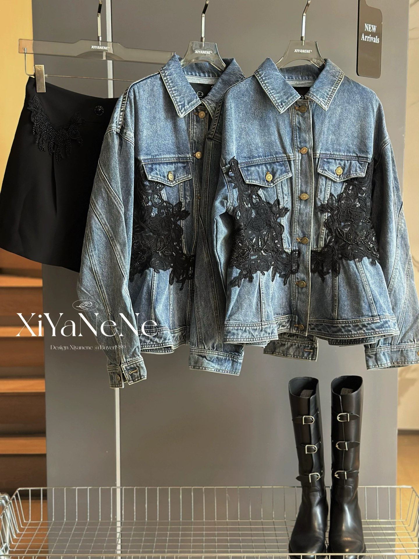 Denim Jacket with Lace Inset, Embroidered Detail, Fitted Silhouette 9 i1758989613211 5983 0 1